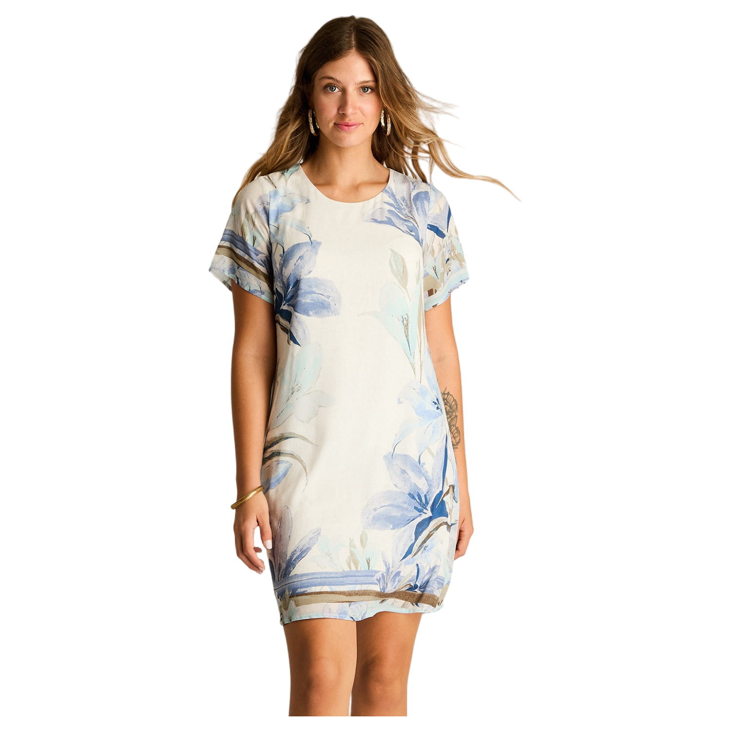 Vestido Corto Crudo No Elasticado Con Forro Calce Holgado-0