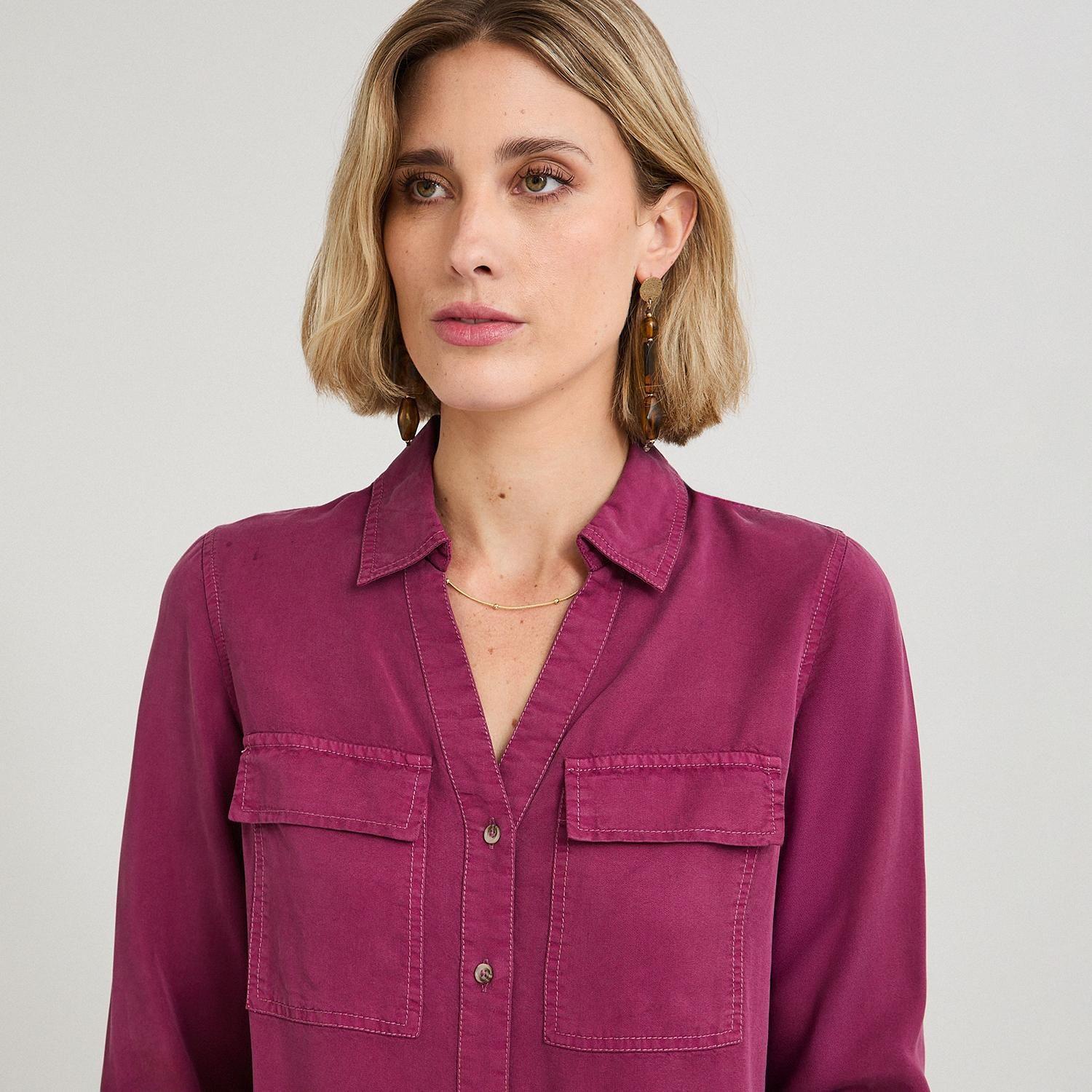 Blusa de Lyocell con Bolsillos Morado-2