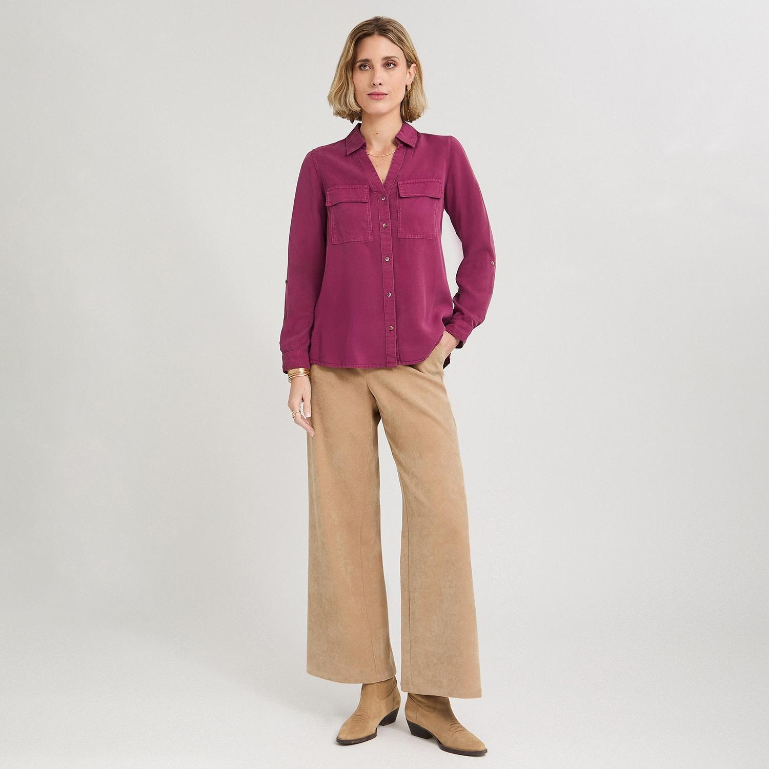 Blusa de Lyocell con Bolsillos Morado-3