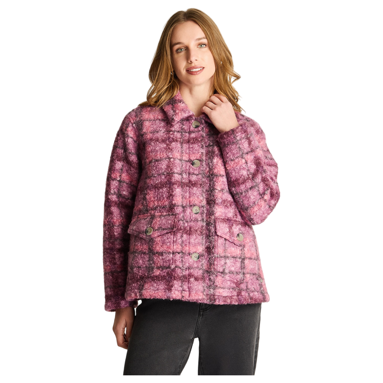 Chaqueta Boucle Estampada Morado-0