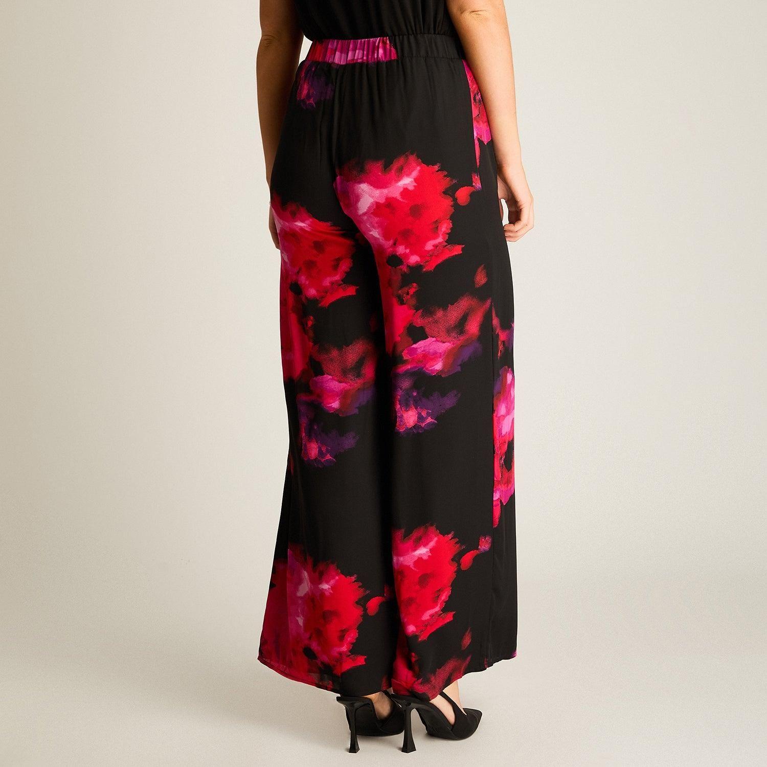 Pantalón Palazzo Floral Fucsia-1