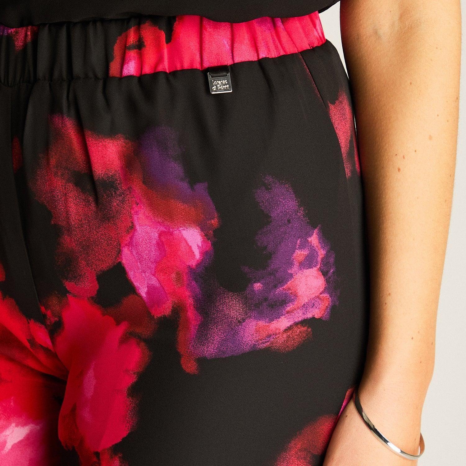 Pantalón Palazzo Floral Fucsia-2