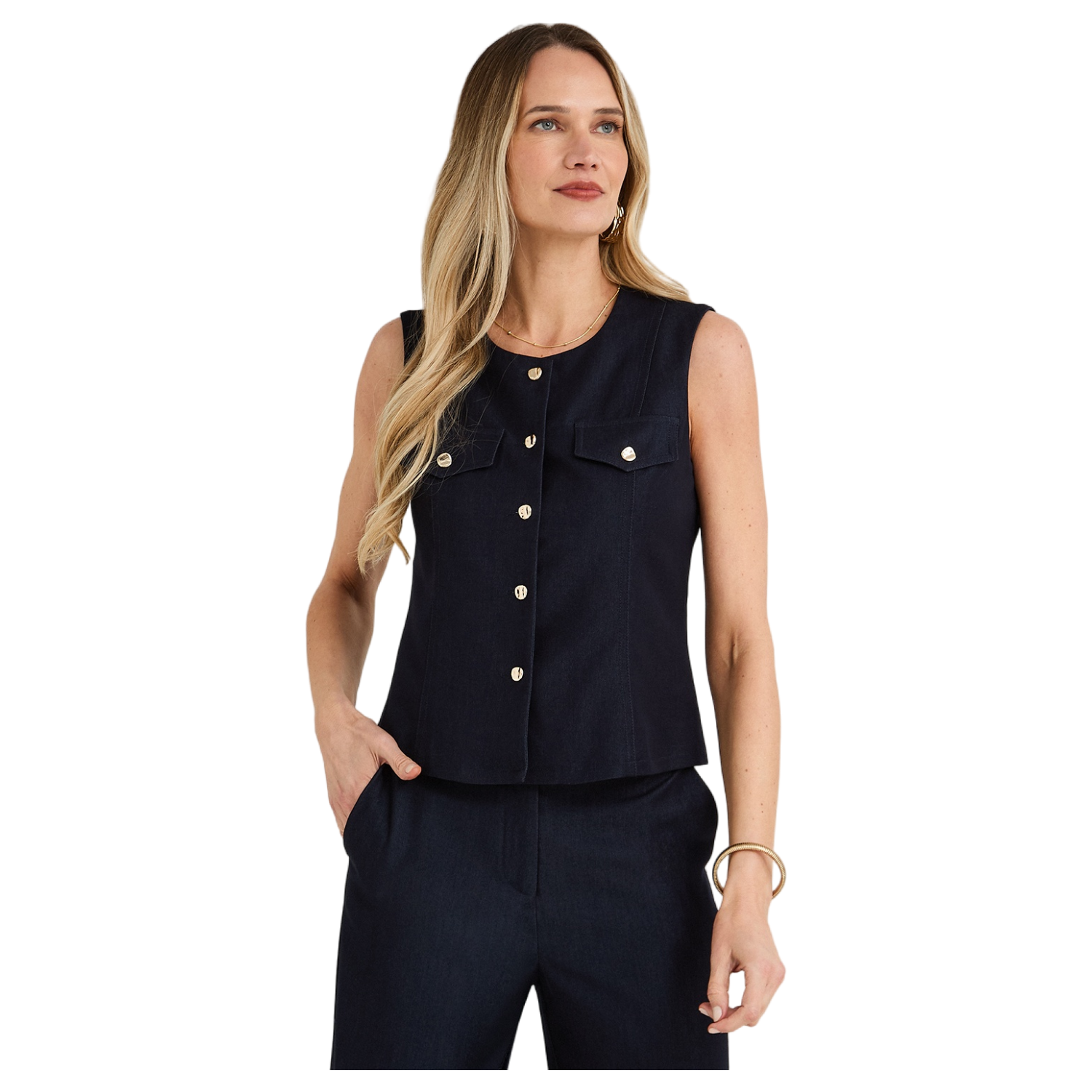 Casaca sin Mangas Look Denim Azul-0