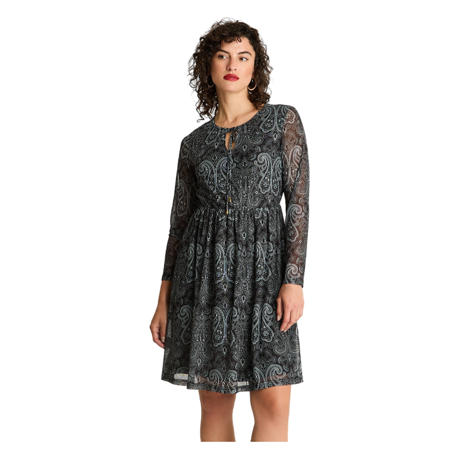 Vestido Print Mesh Negro-0