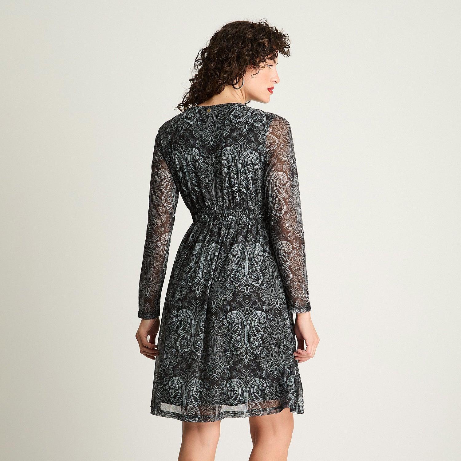 Vestido Print Mesh Negro-1