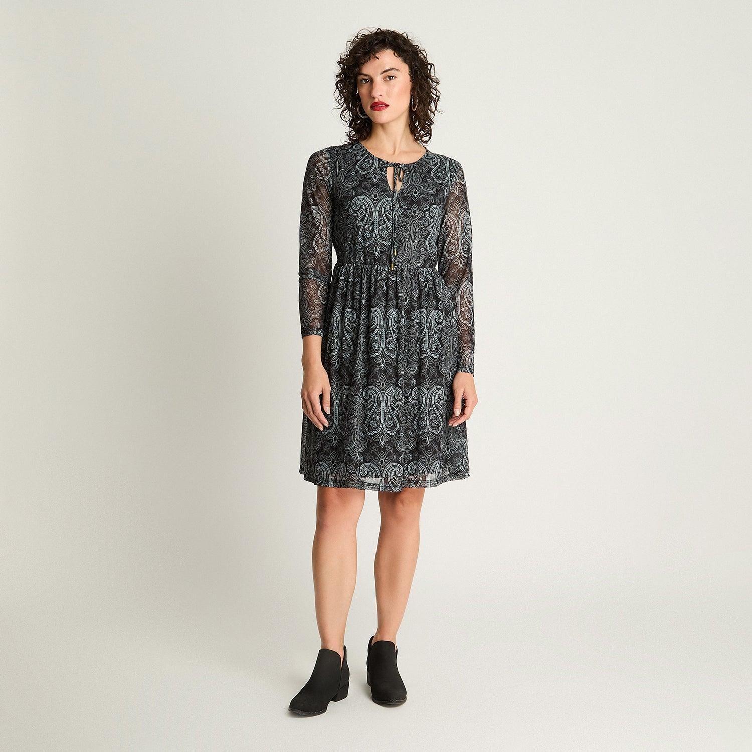 Vestido Print Mesh Negro-3