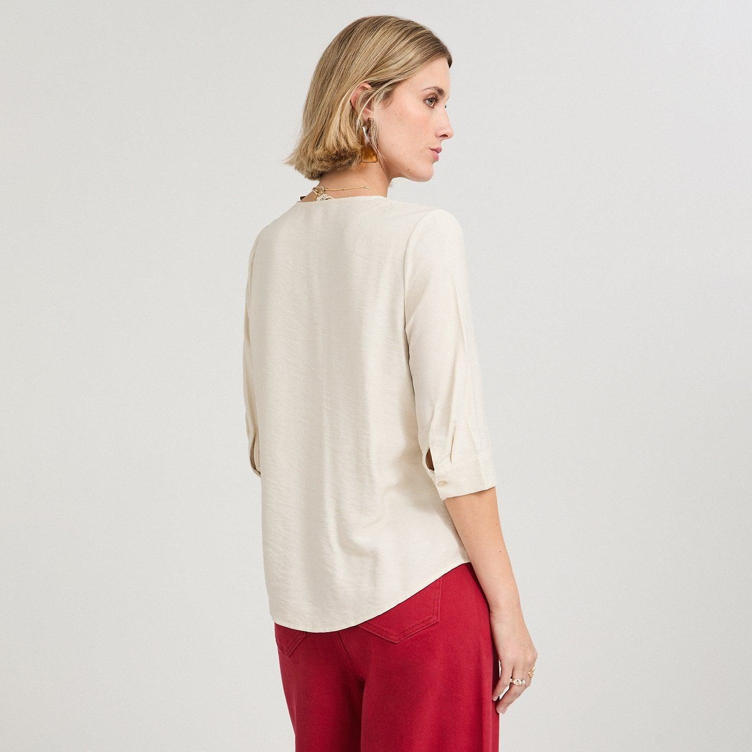 Blusa Manga 3/4 con Botón Crudo-2
