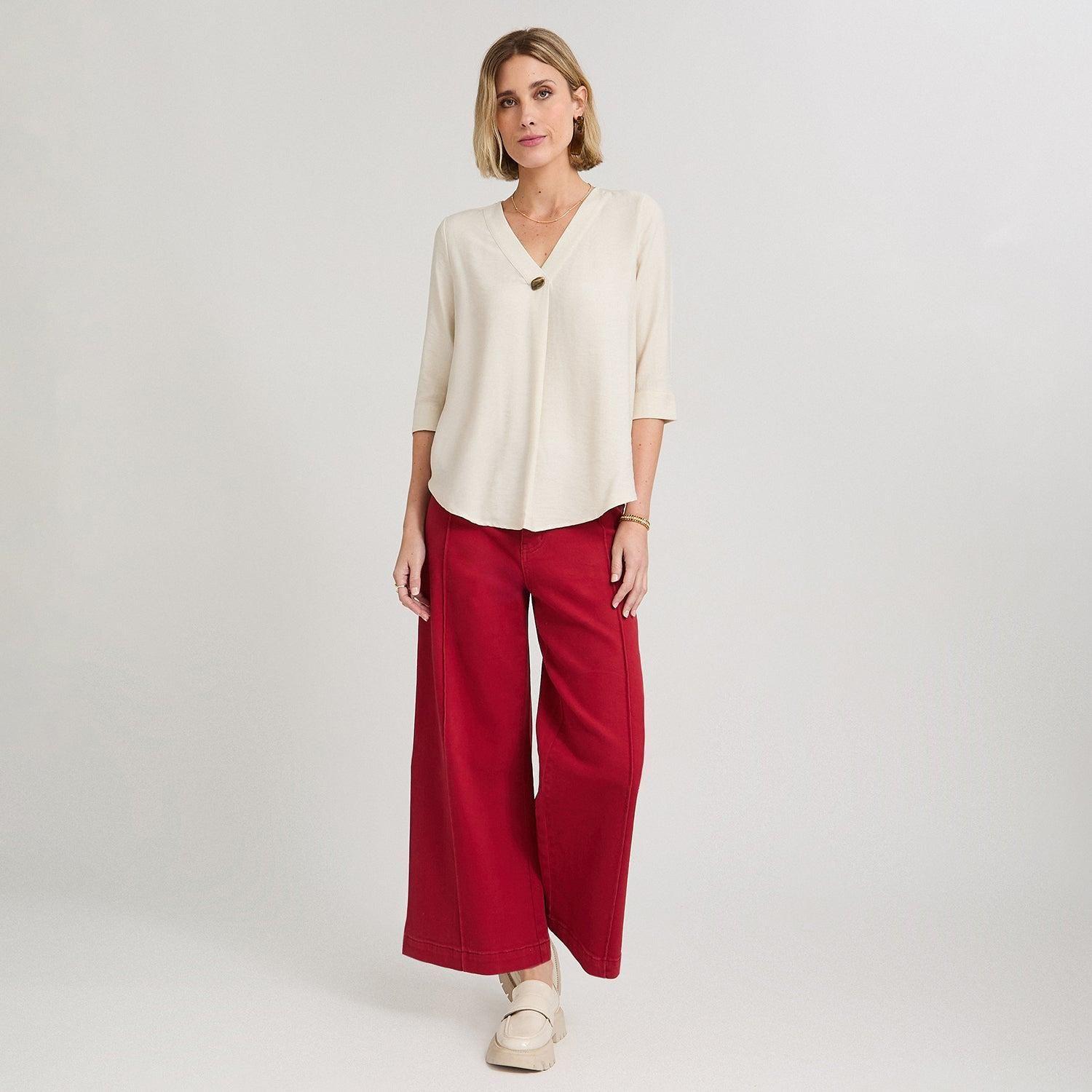Blusa Manga 3/4 con Botón Crudo-4