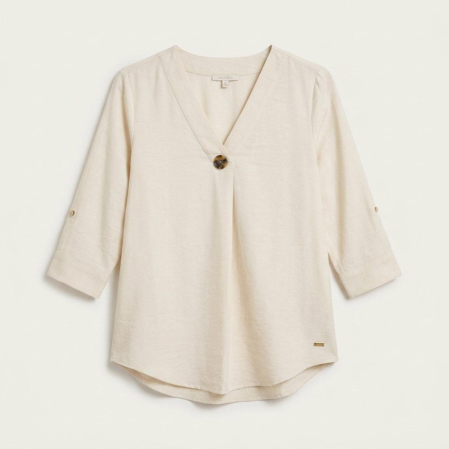 Blusa Manga 3/4 con Botón Crudo-5