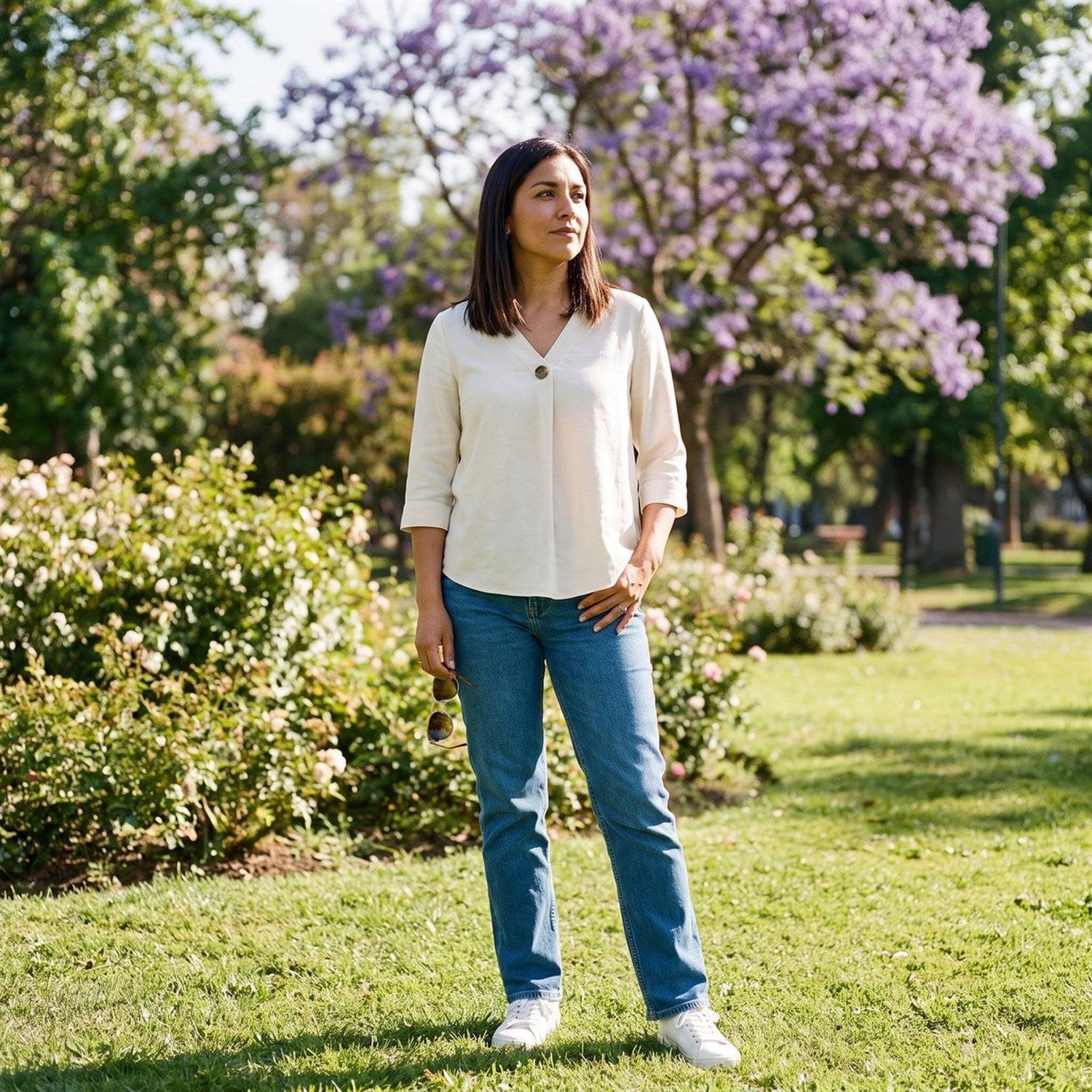 Blusa Manga 3/4 con Botón Crudo-8