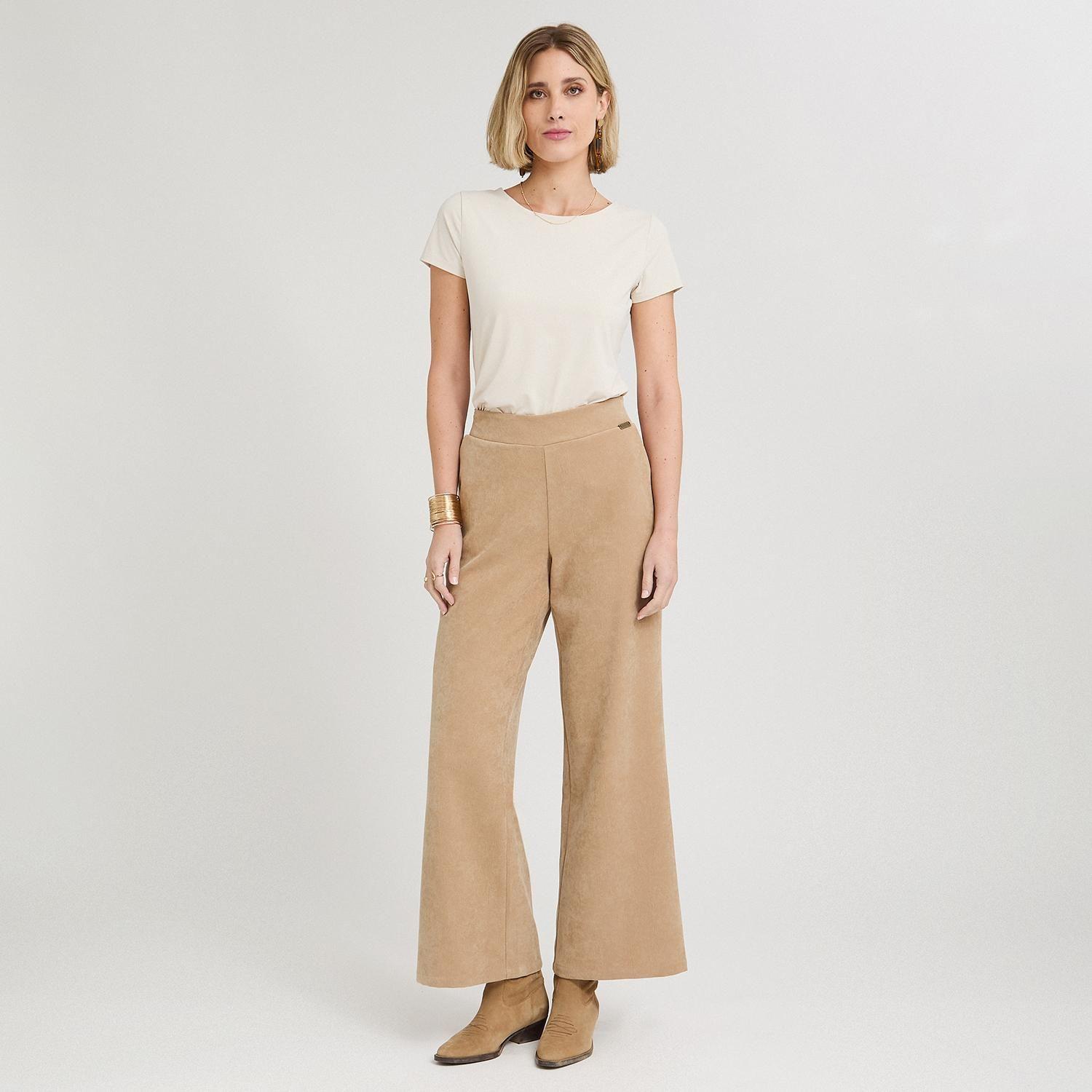 Pantalón Sport Palazzo de Suede Camel-3