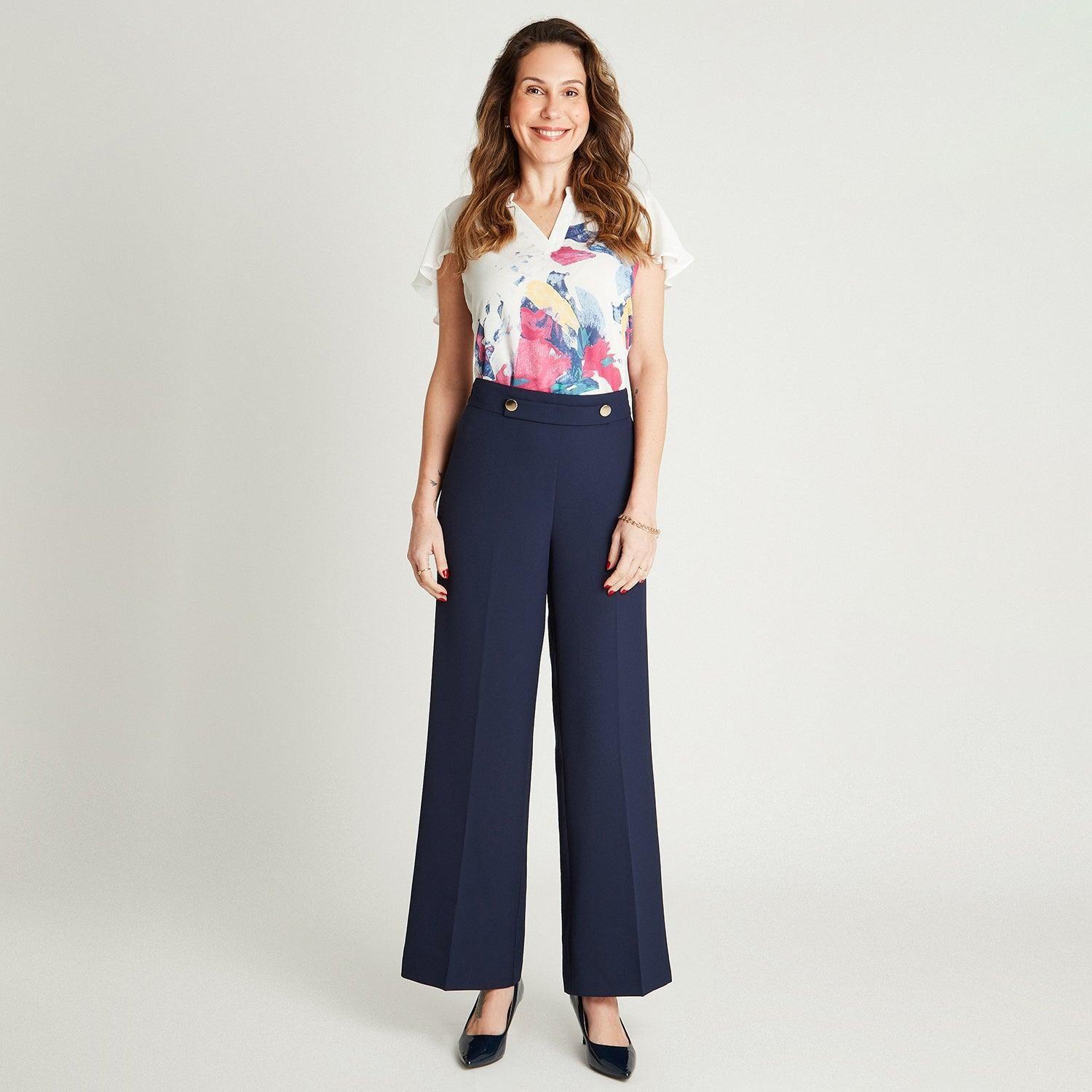 Pantalón Formal Azul Palazzo-3