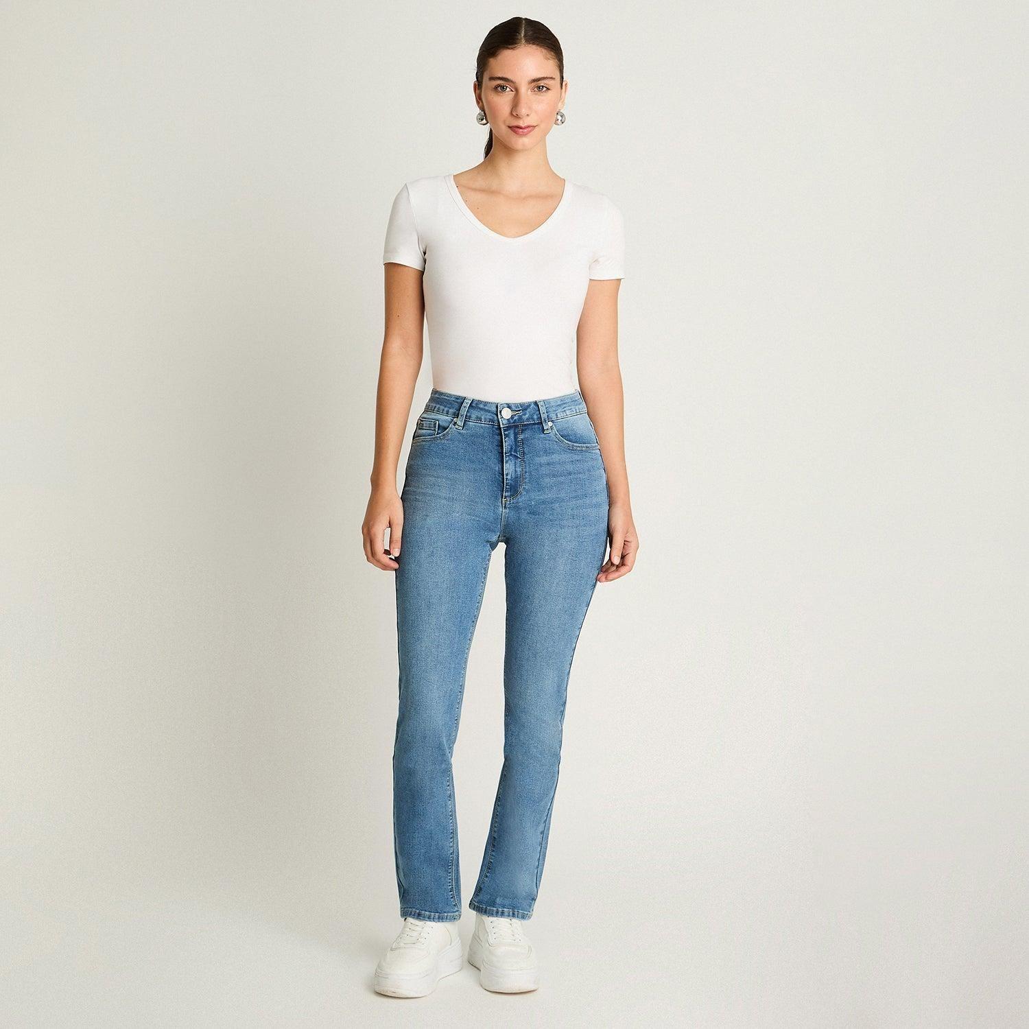 Jeans Recto 5 Bolsillos Celeste-3