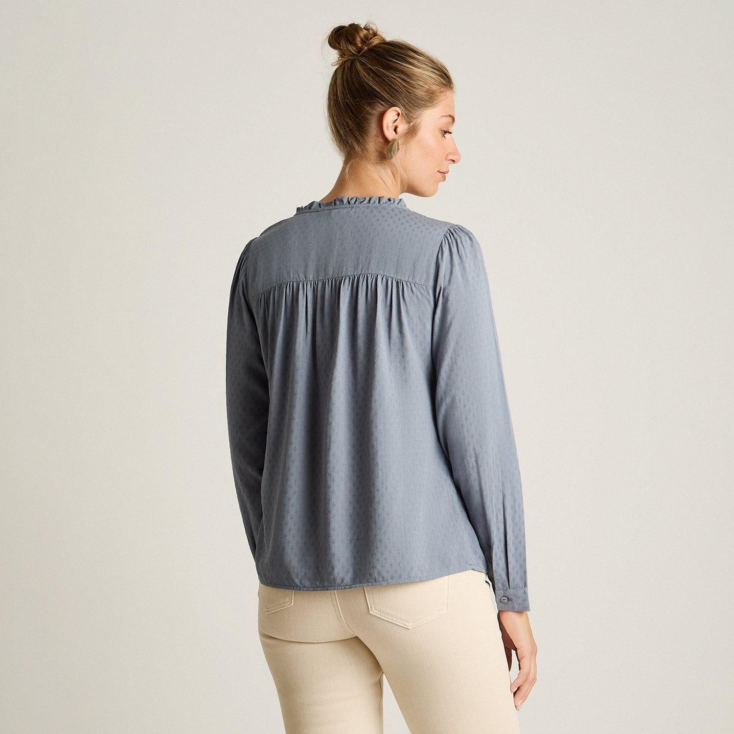 Blusa Índigo Escote V con Aplicación en Hombros-3