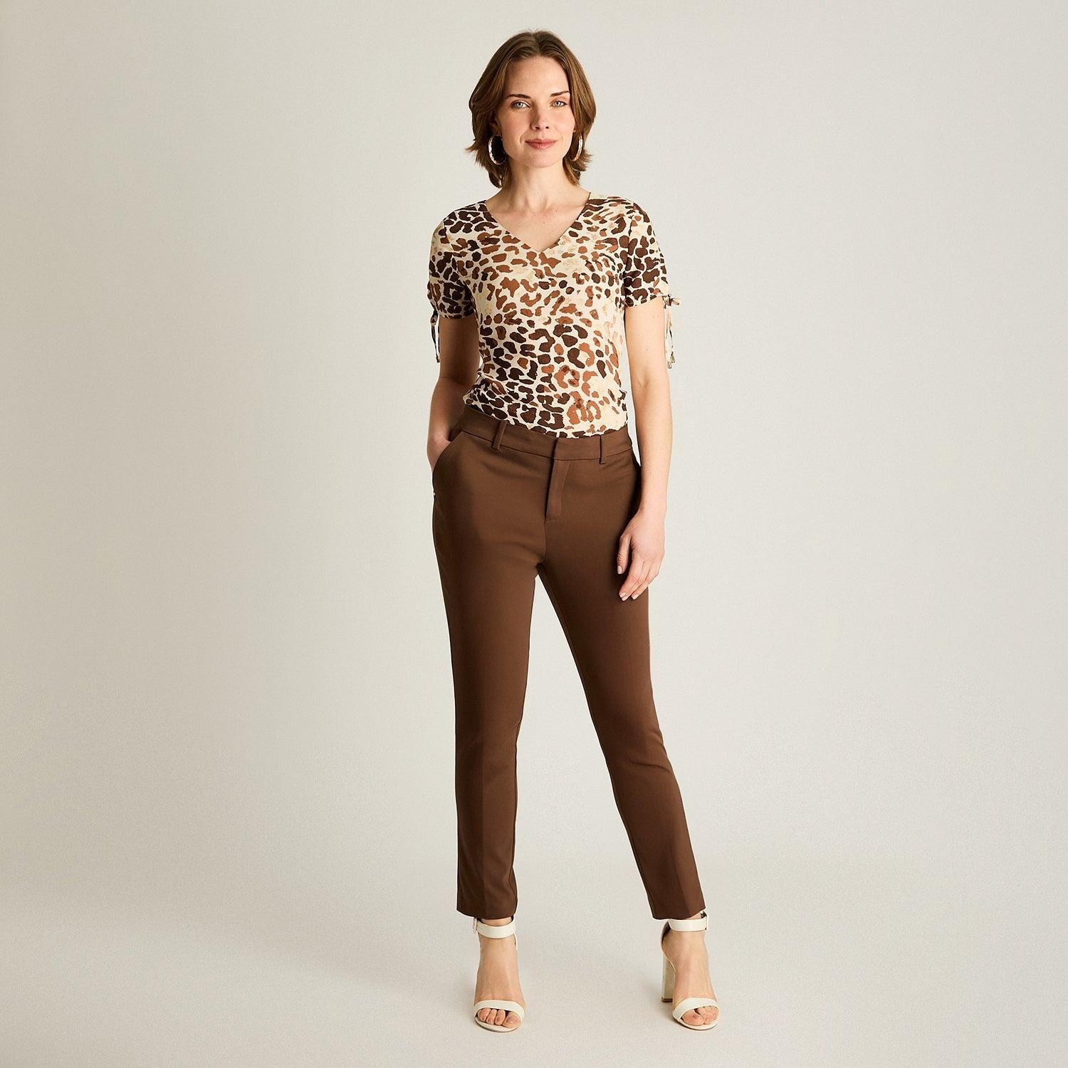 Pantalón Slim Fit Café-3