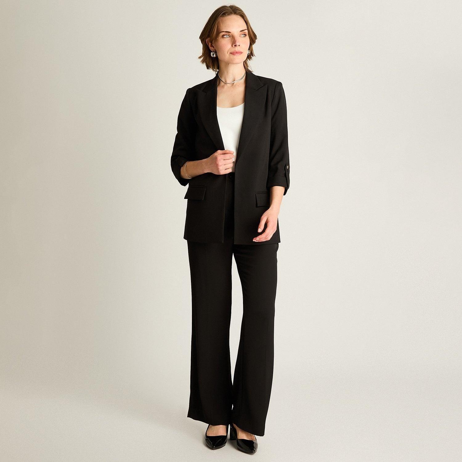 Blazer Negro Manga 3/4 Con Forro-3