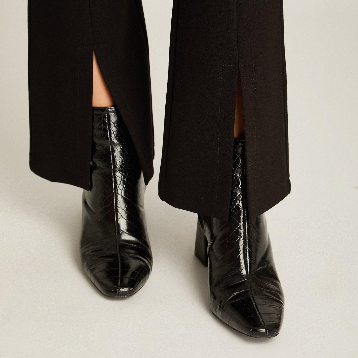 Calza Negro Elasticidad Nula Sin Forro Calce Normal Tela Punto-2