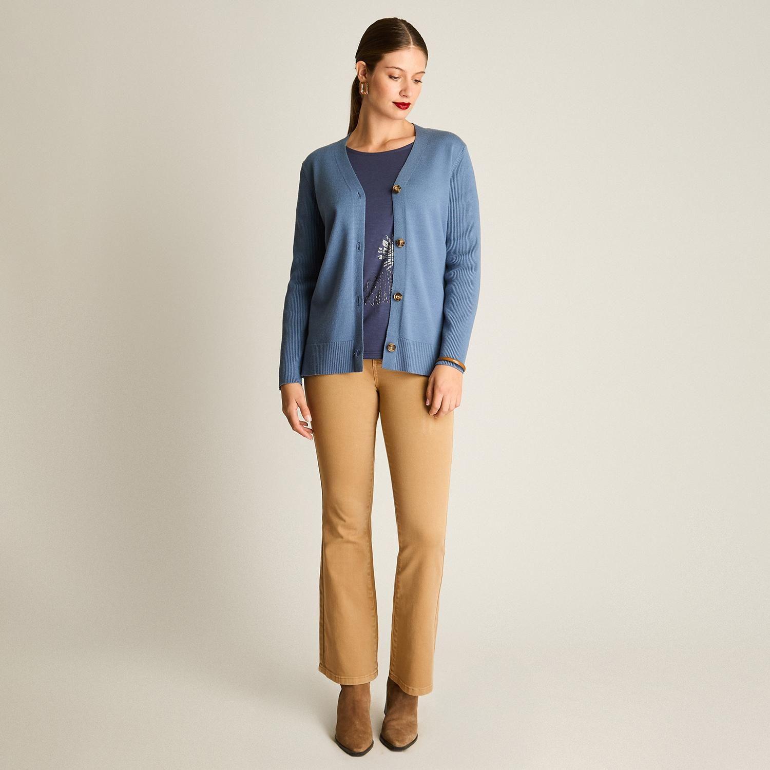 Cardigan Índigo Escote V con Botones Carey-3