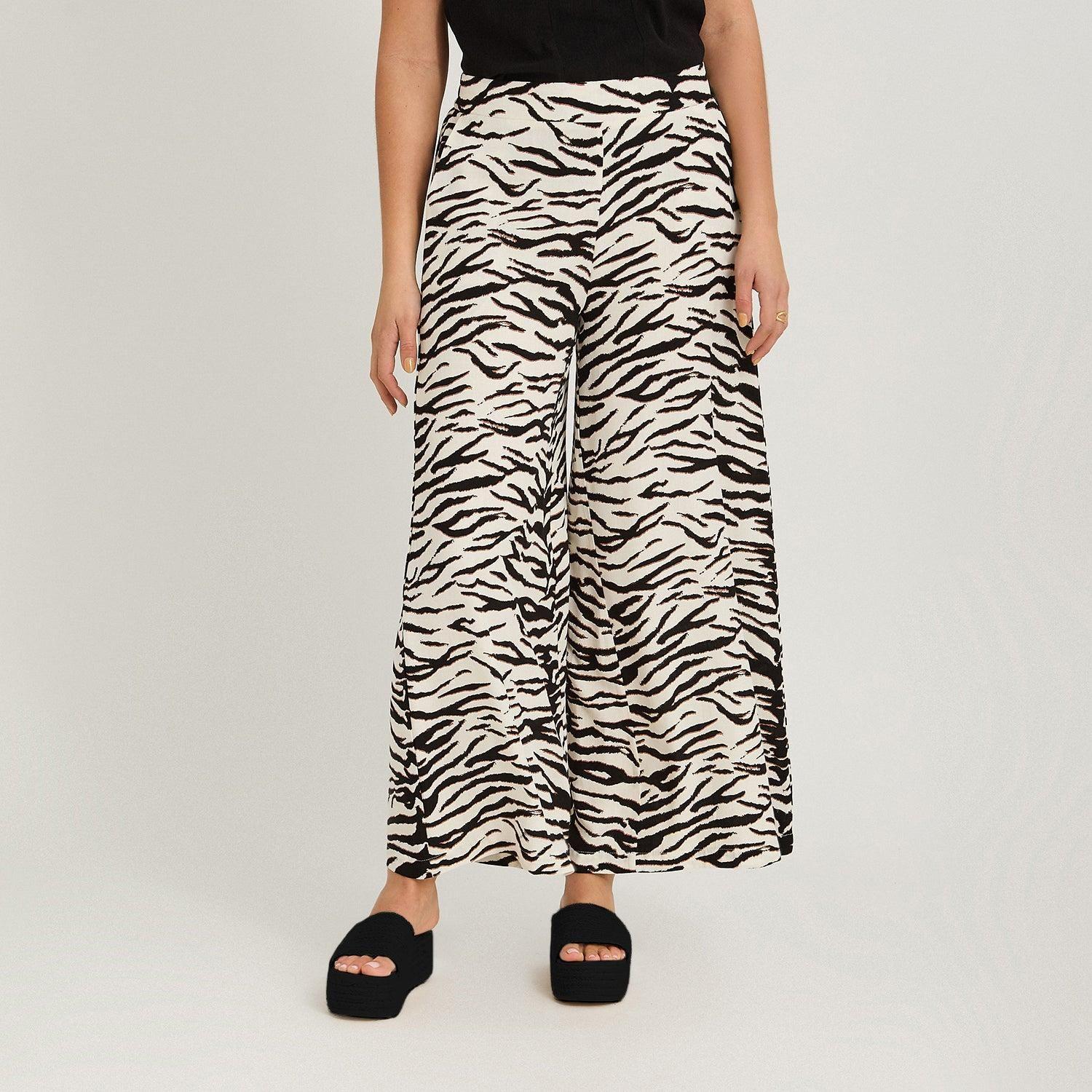 Pantalón Sport Palazzo Estampado Crudo-0