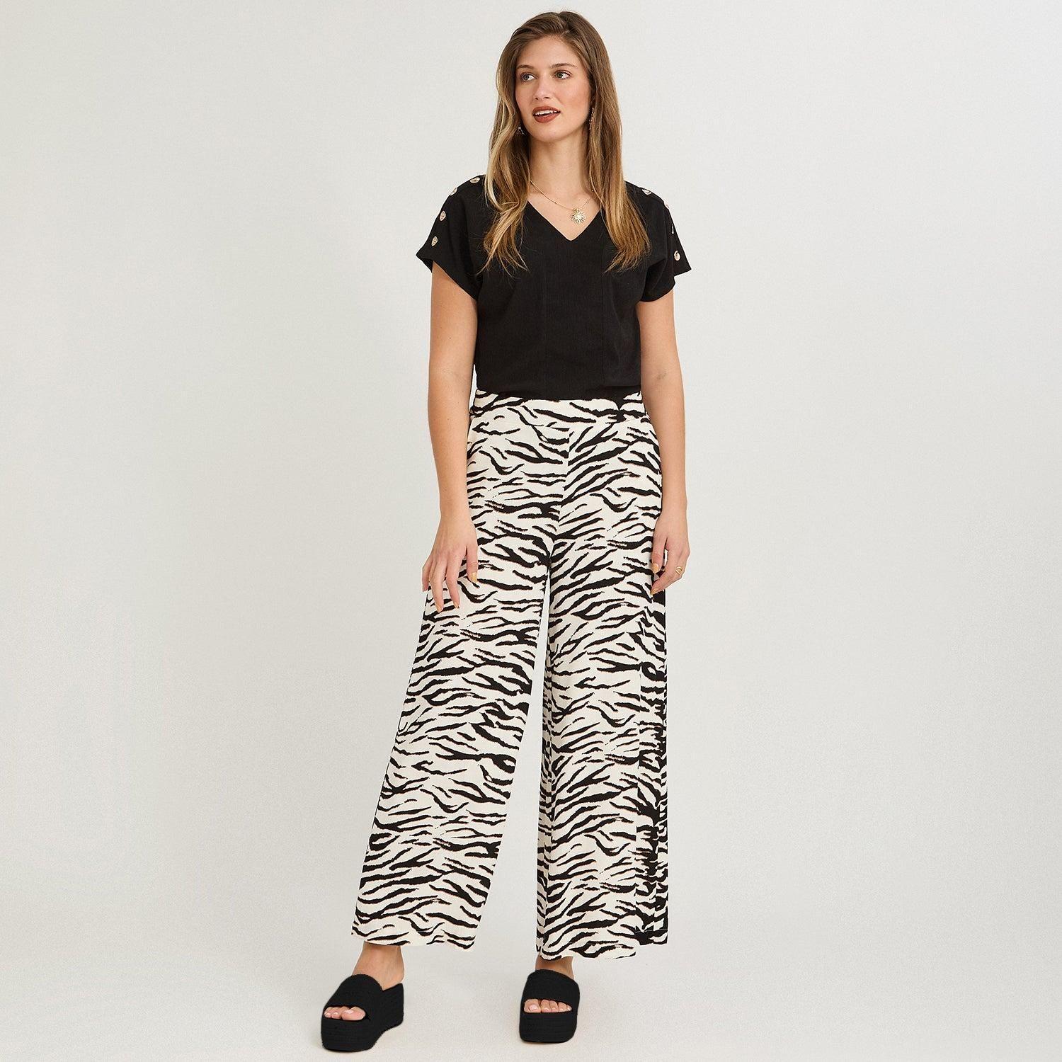 Pantalón Sport Palazzo Estampado Crudo-4