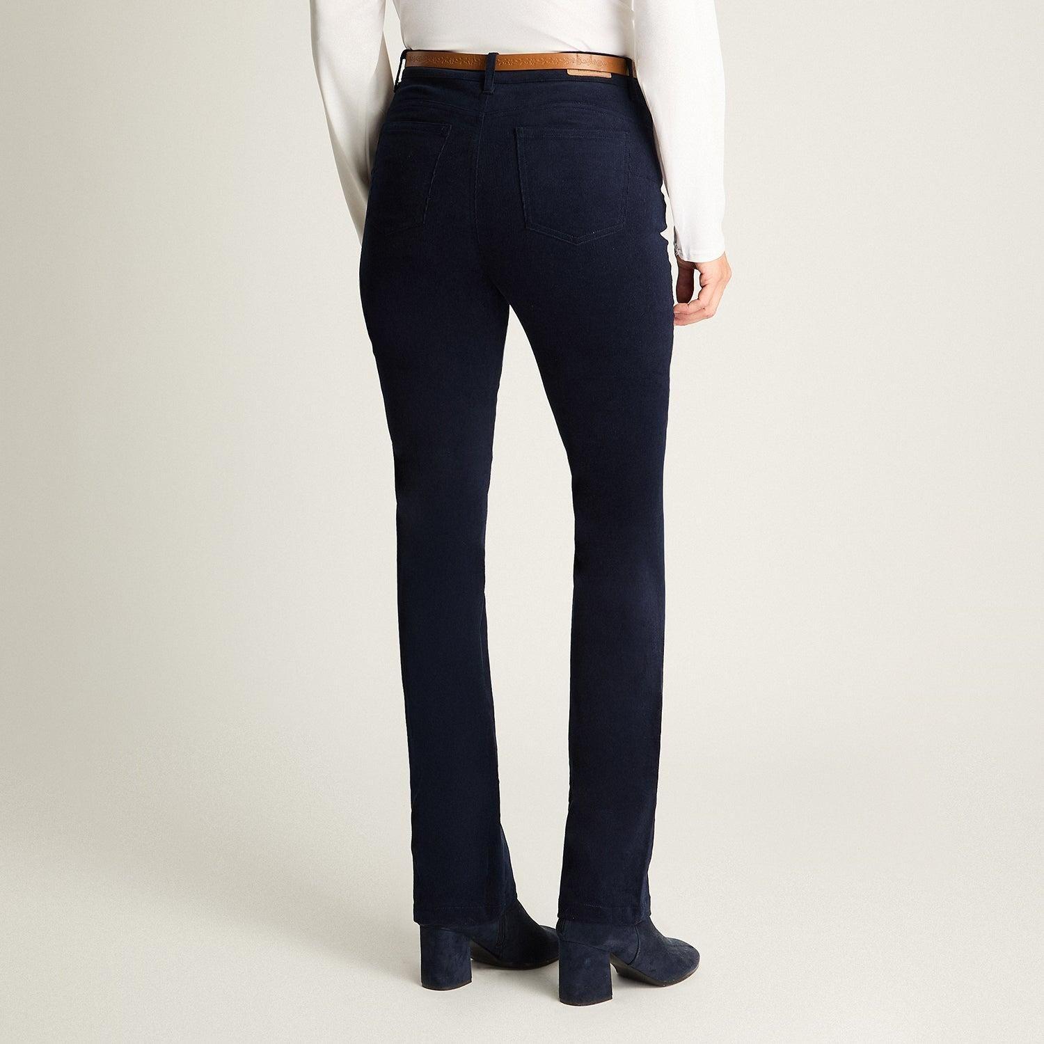 Pantalón De Cotele 5 Bolsillos Con Cinturón Azul-1