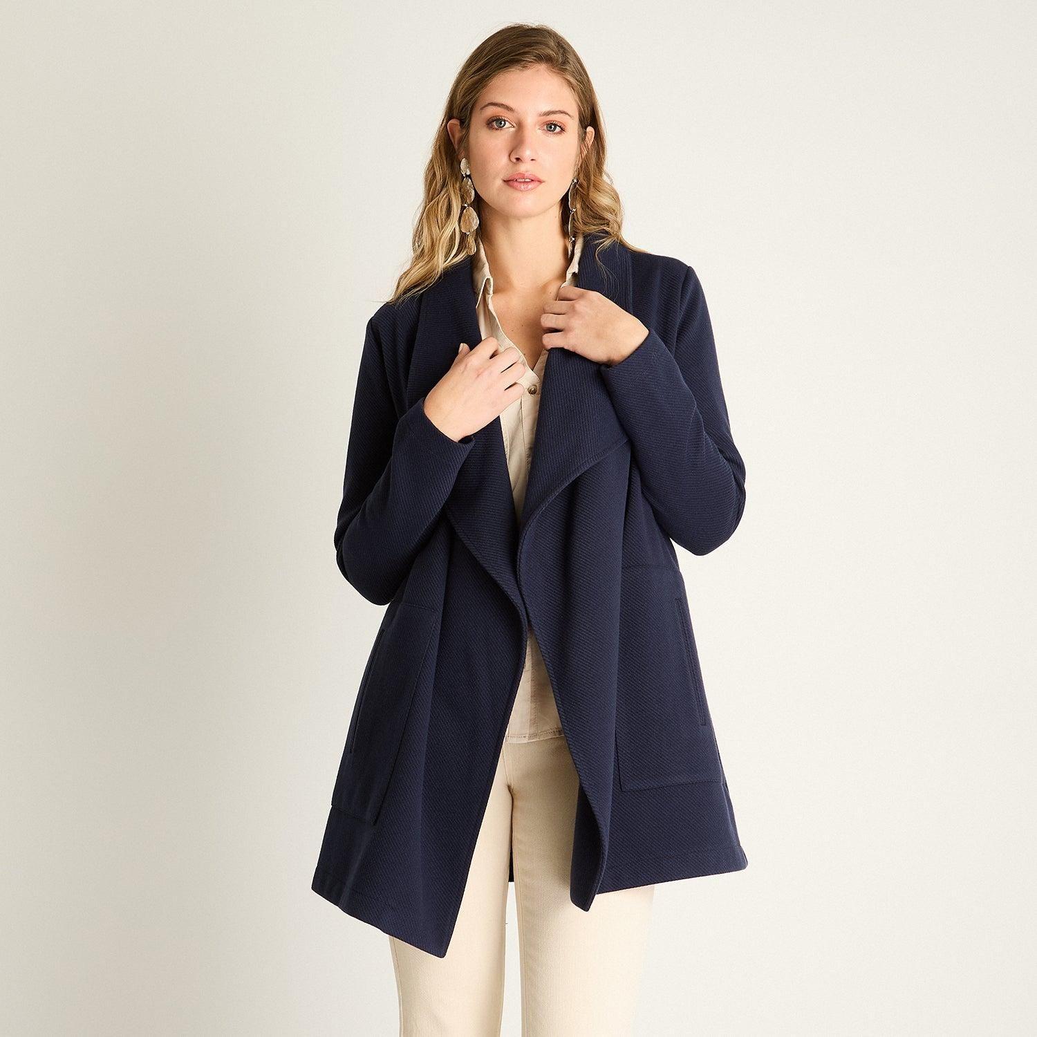 Abrigo Azul No Elasticado Calce Holgado-0