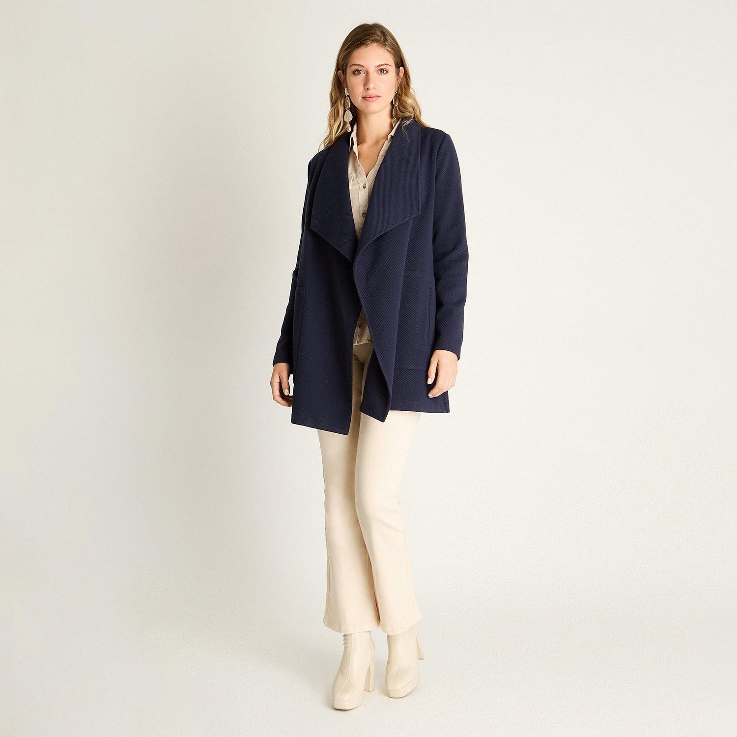 Abrigo Azul No Elasticado Calce Holgado-3