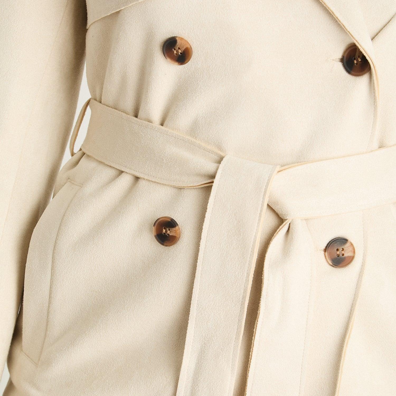 Chaqueta Suede Básica Manga Larga Beige-2