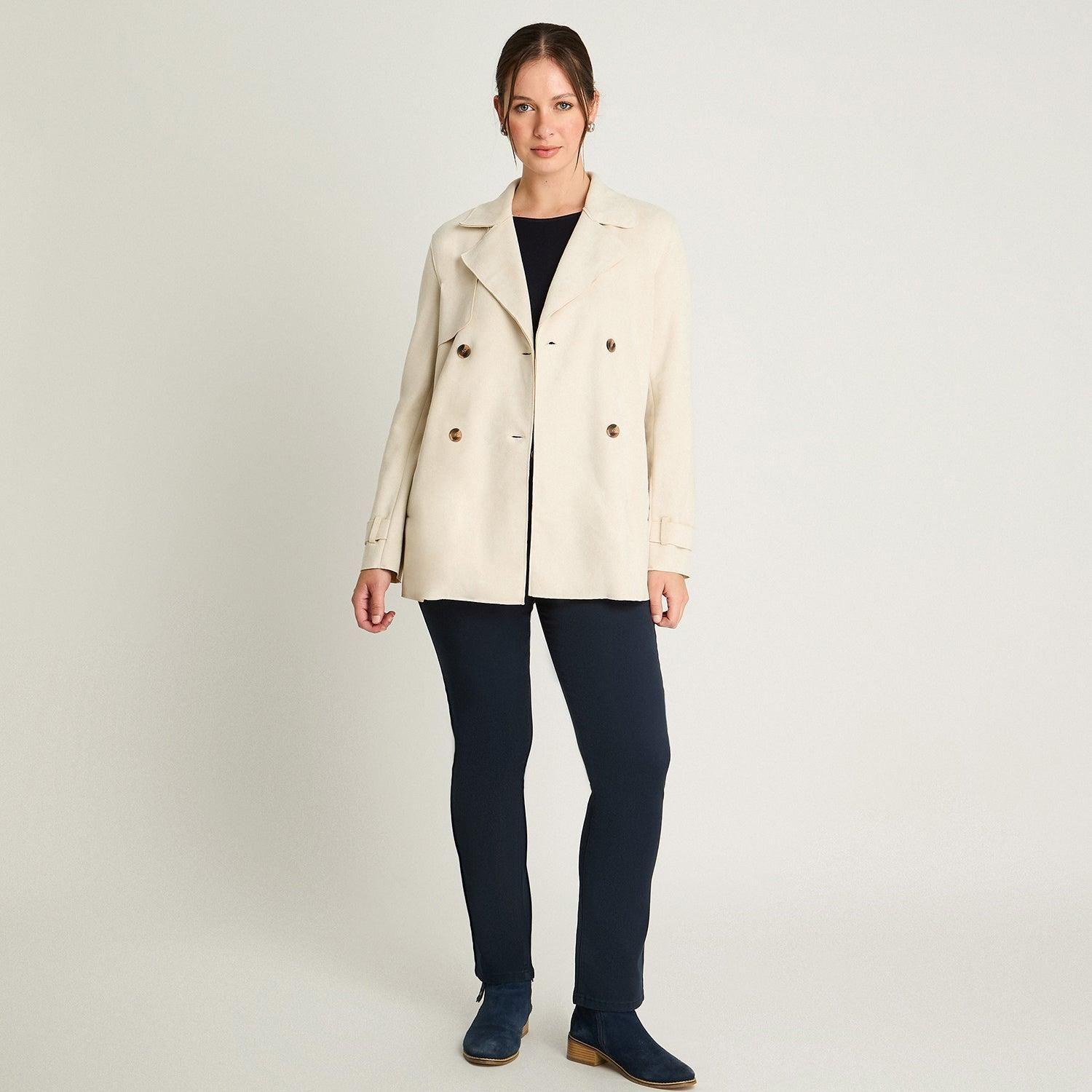 Chaqueta Suede Básica Manga Larga Beige-3