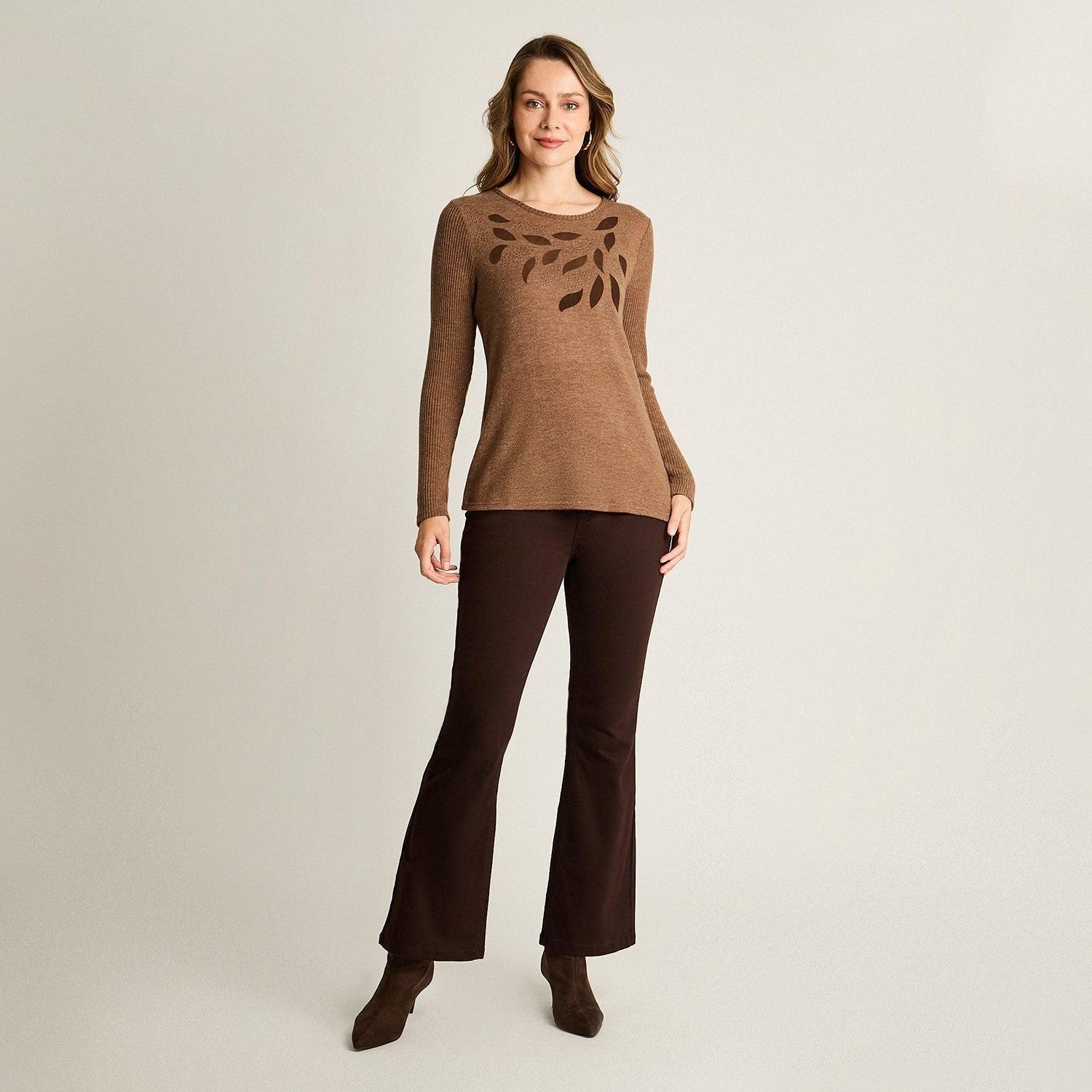 Polera Café de Lanilla con Detalle de Strass-3