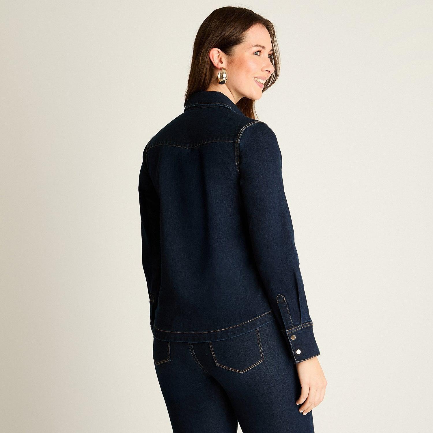 Chaqueta Mezclilla Azul con Bolsillos-1