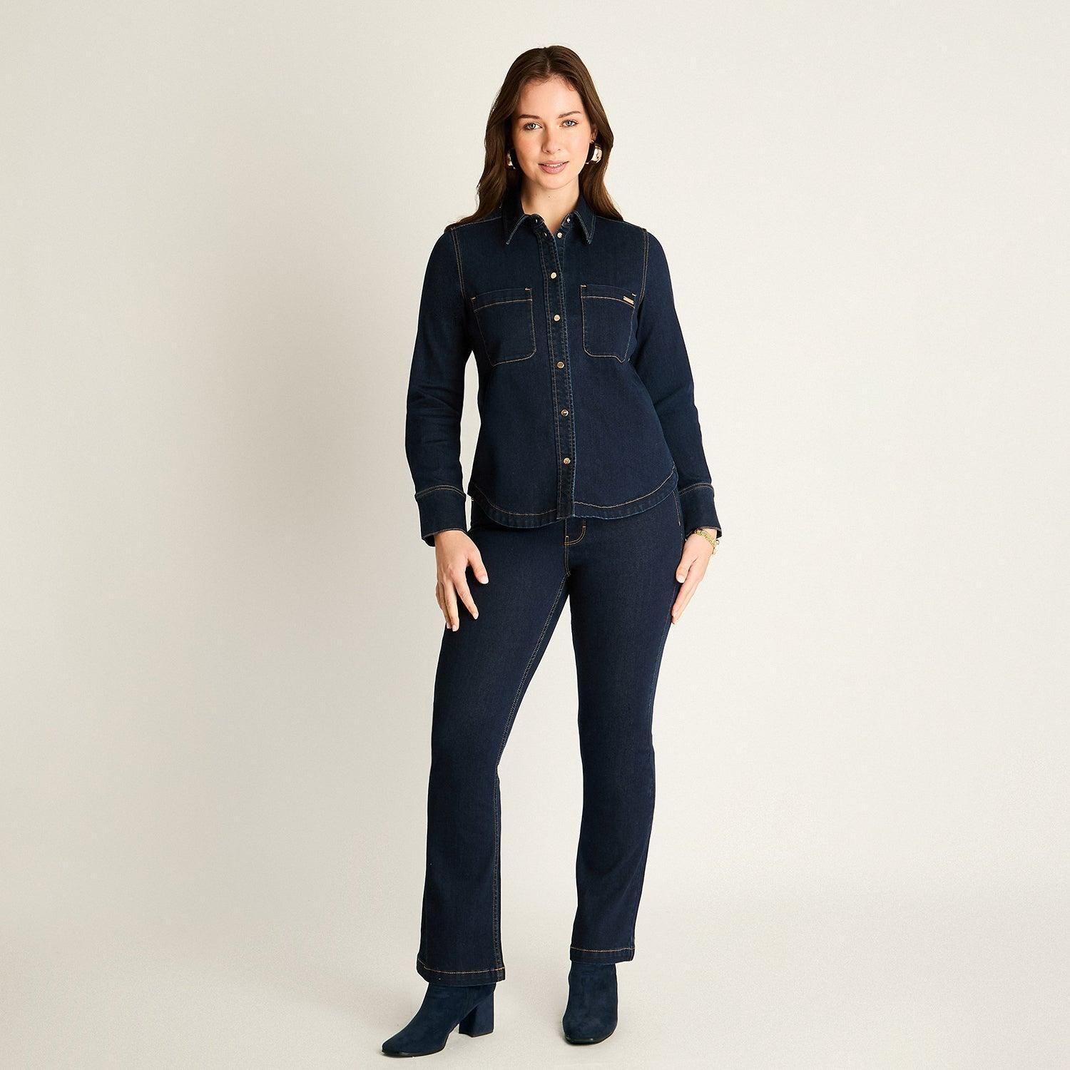 Chaqueta Mezclilla Azul con Bolsillos-3