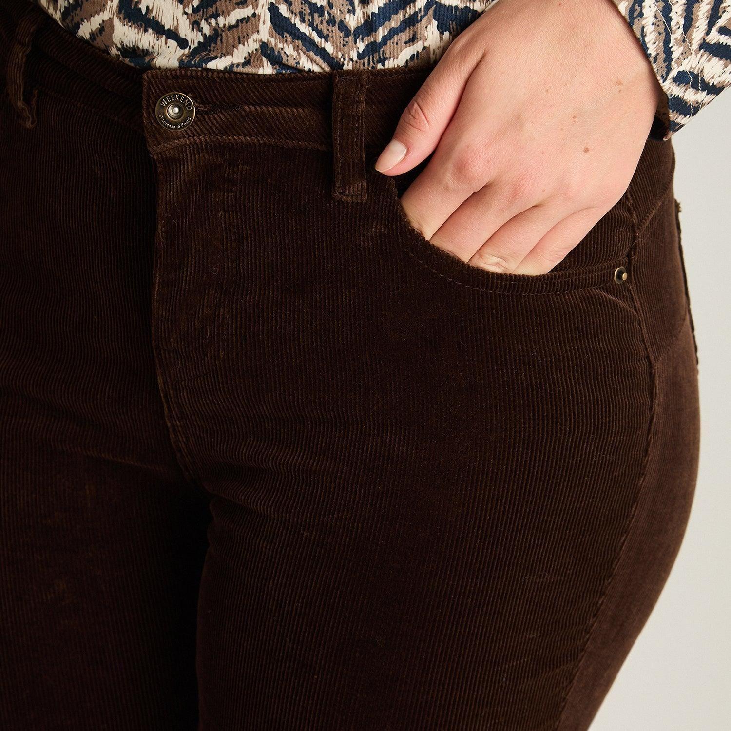 Pantalon Sport Cafe Elasticidad Media Sin Forro Calce Normal Tela Punto-2