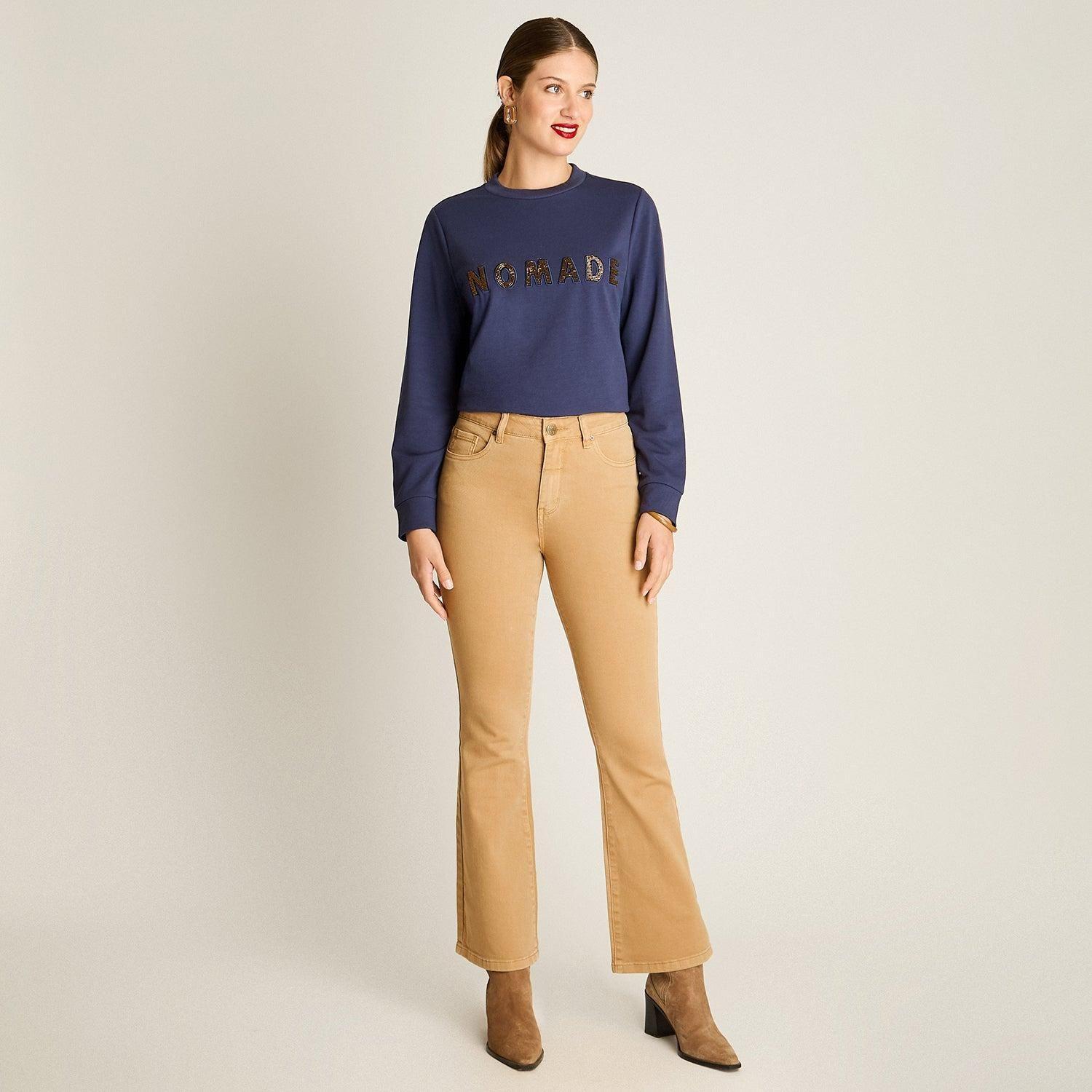 Jeans Camel Mini Flare 5 Bolsillos-3