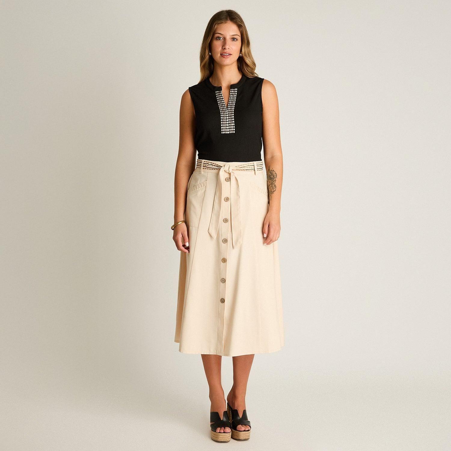 Falda Arena Midi No Elasticado Calce Normal-4