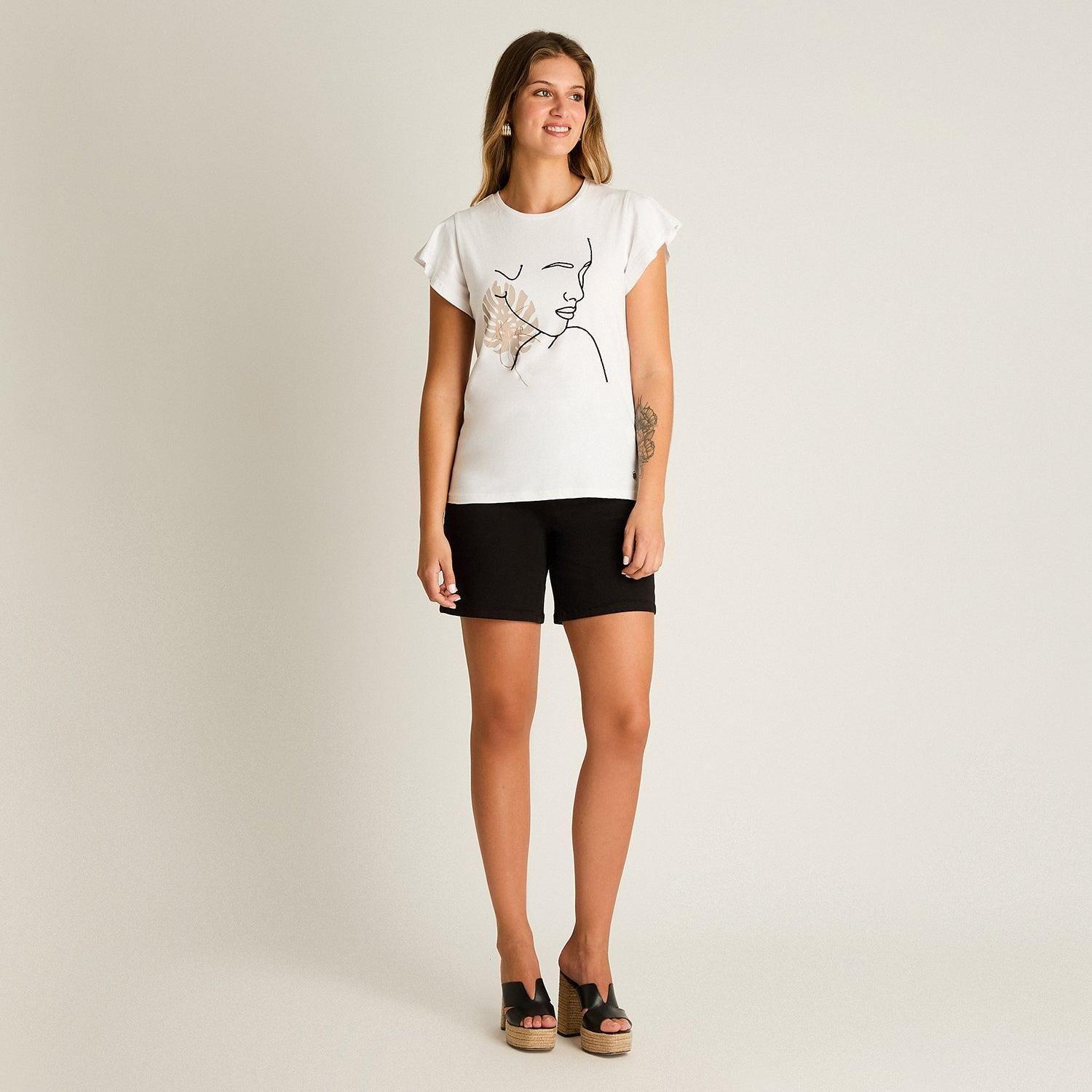 Polera Blanco Manga Corta Sin Forro Calce Normal-3