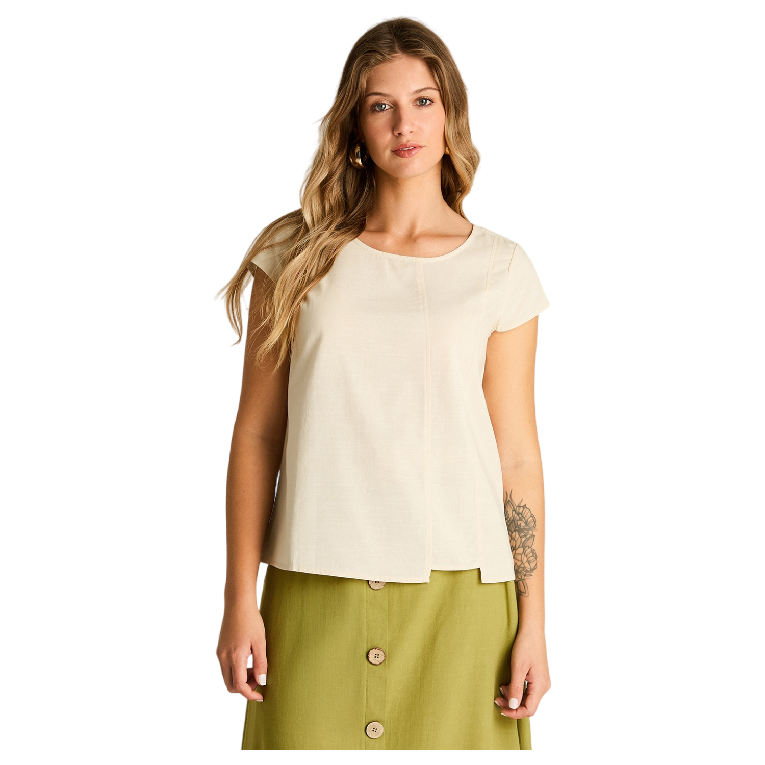 Blusa Arena Manga Corta No Elasticado Calce Holgado-0