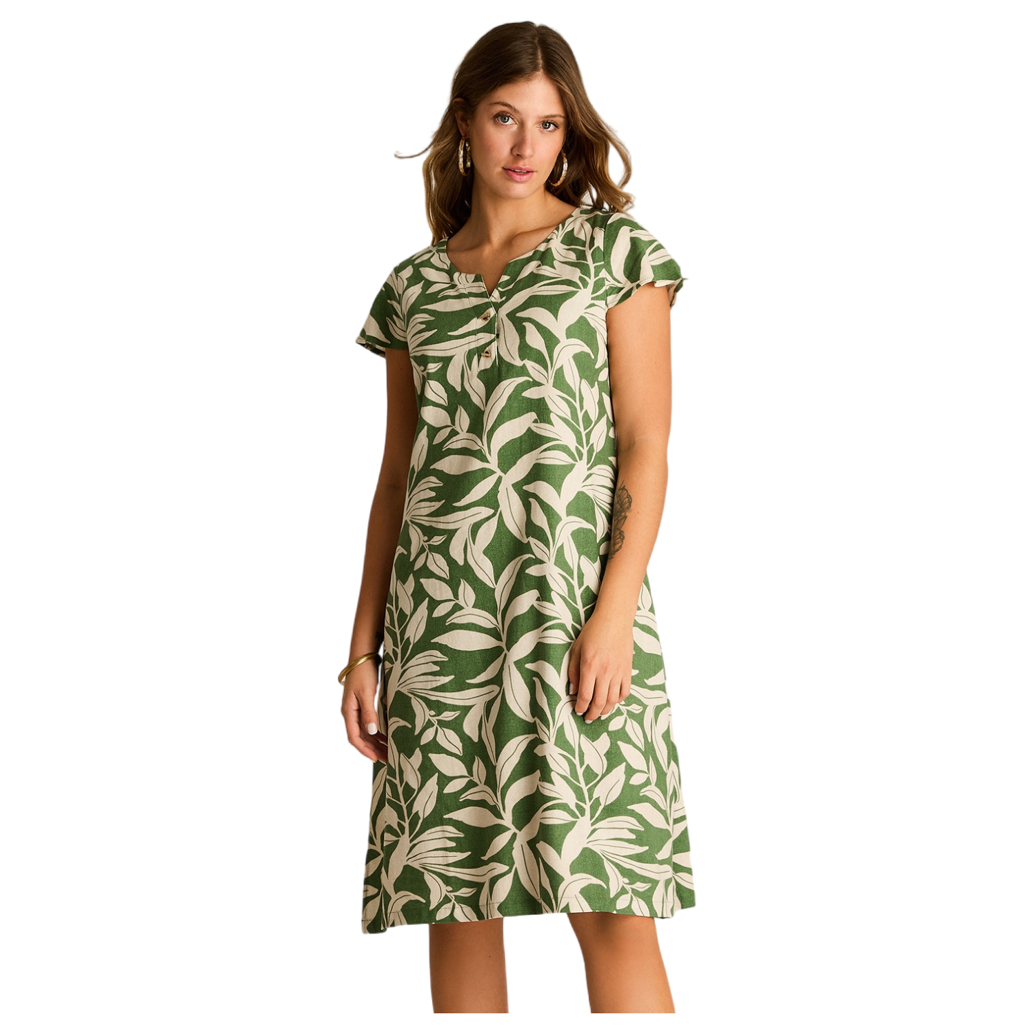 Vestido Midi Verde Sin Forro Calce Holgado-0