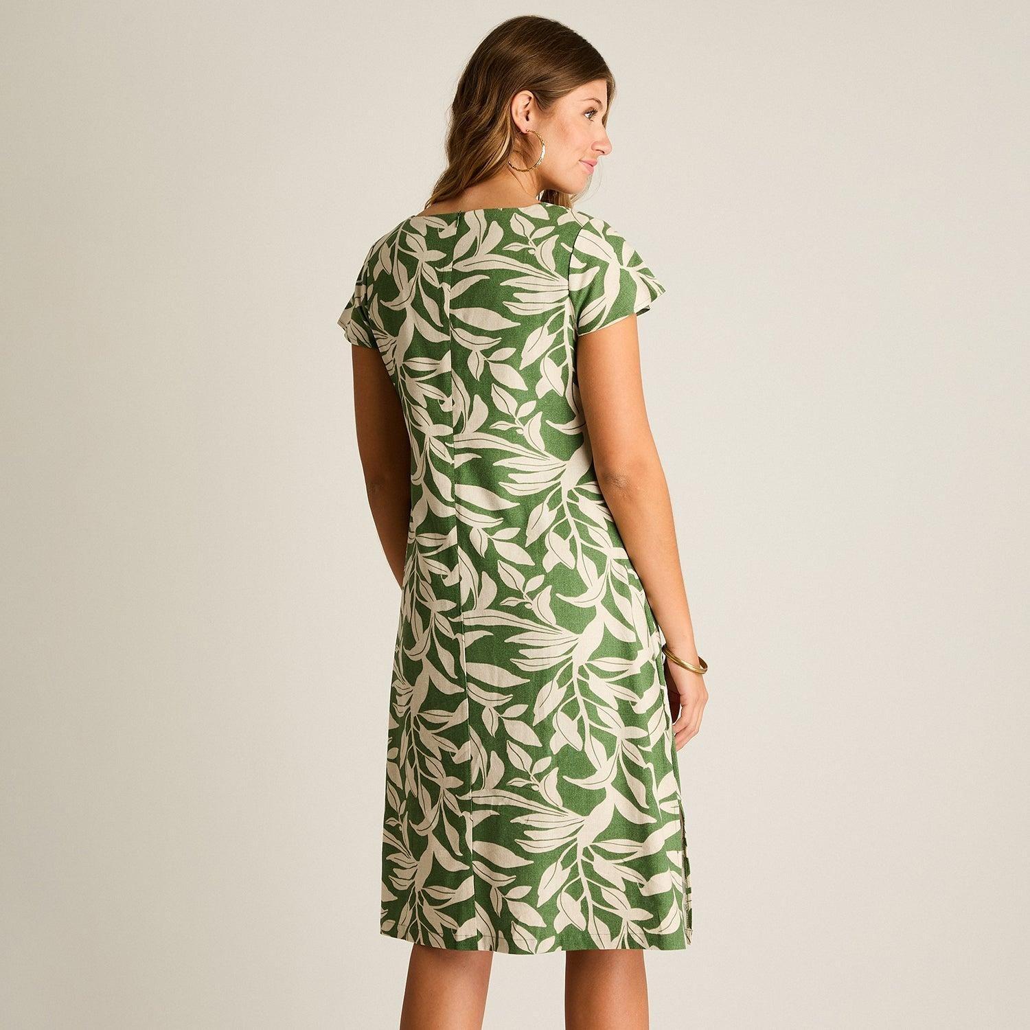 Vestido Midi Verde Sin Forro Calce Holgado-1