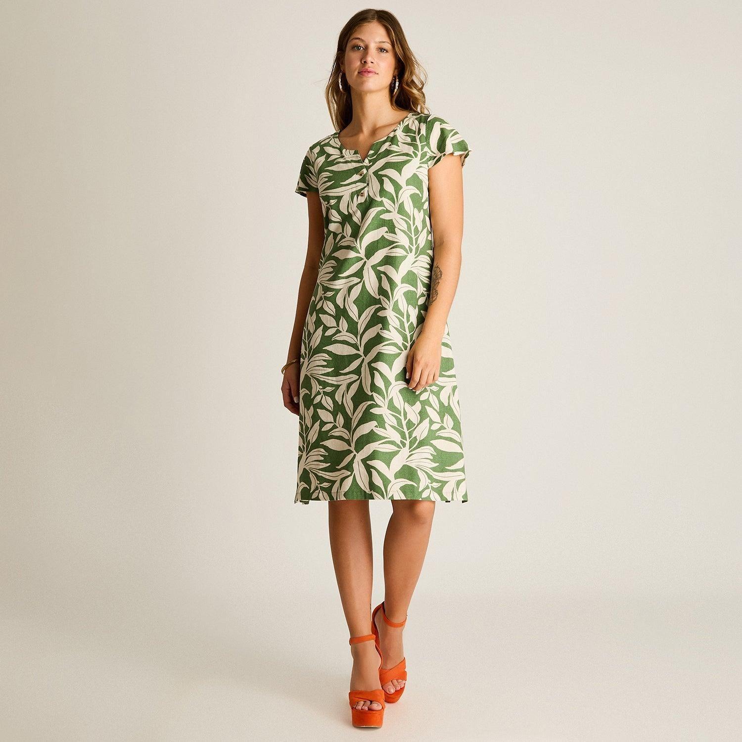 Vestido Midi Verde Sin Forro Calce Holgado-3