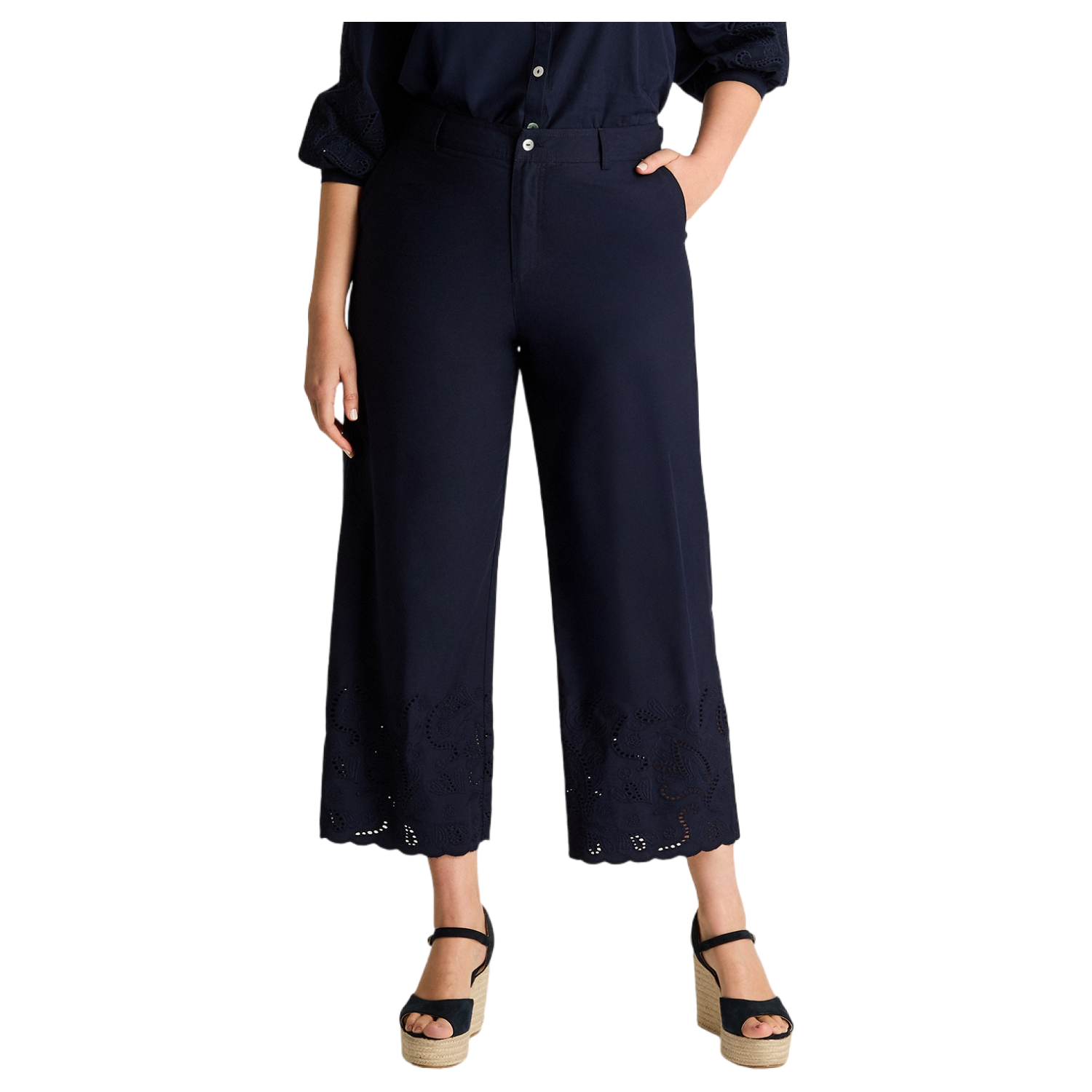Pantalon Sport Azul Palazzo No Elasticado Calce Normal-0