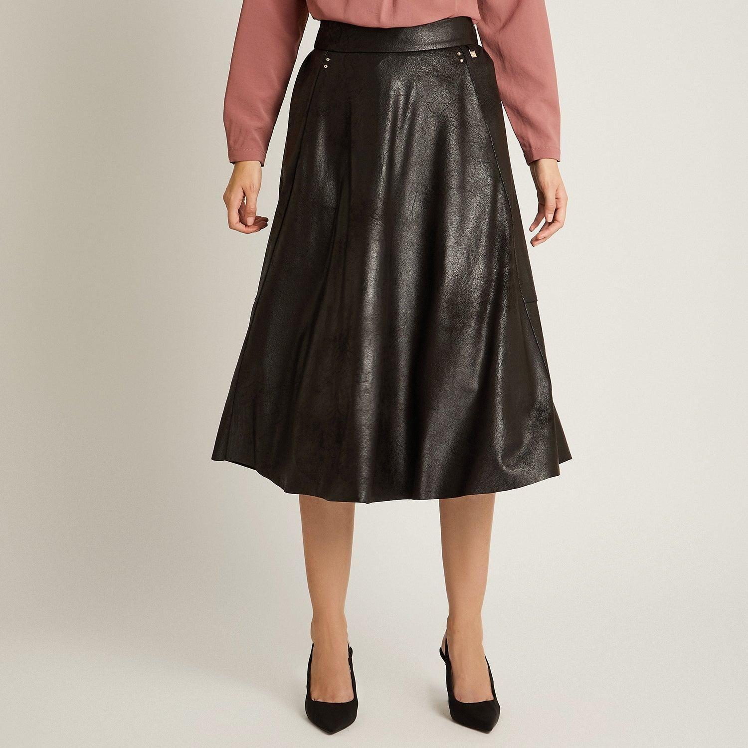 Falda Negro Elasticidad Nula Sin Forro Calce Normal Tela Plano-3