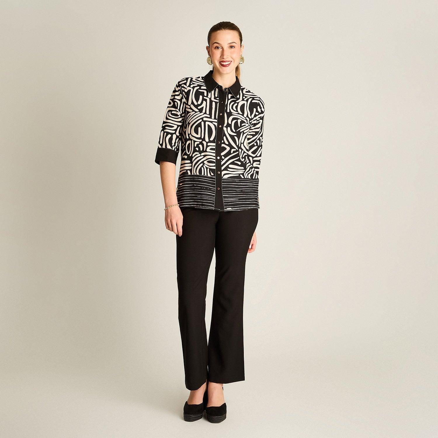 Blusa Arena Manga 3/4 con Aplicación de Botones-3