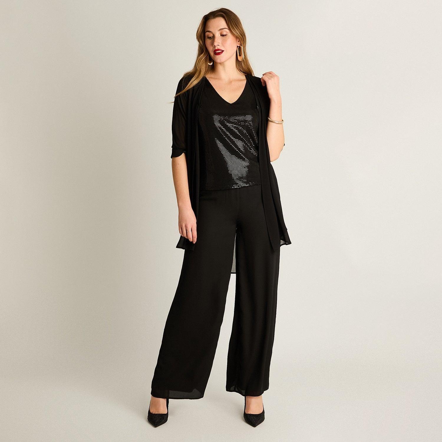 Tapado Negro Bicolor con Botones 3/4-3