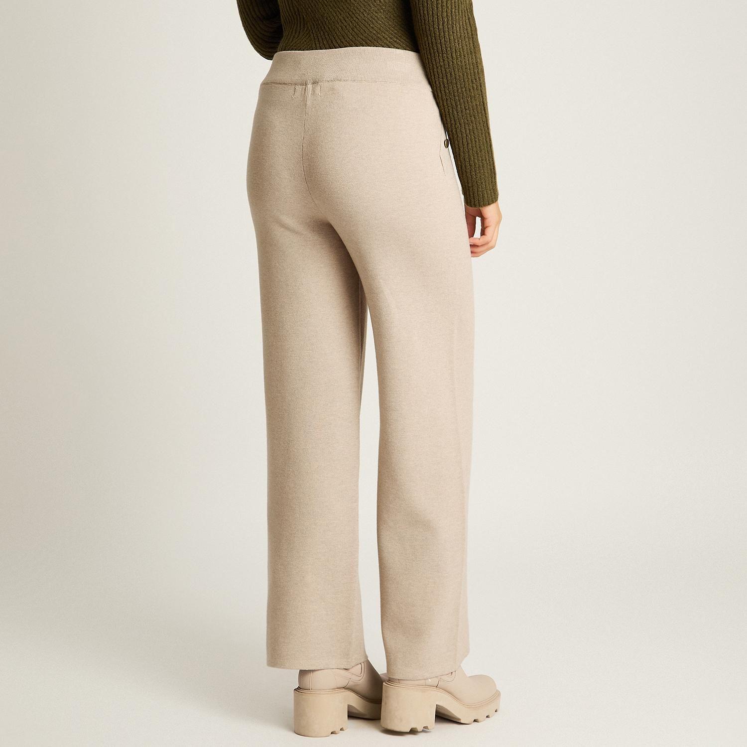 Pantalon Sport Beige Elasticidad Media Sin Forro Calce Normal Tela Tejido-2