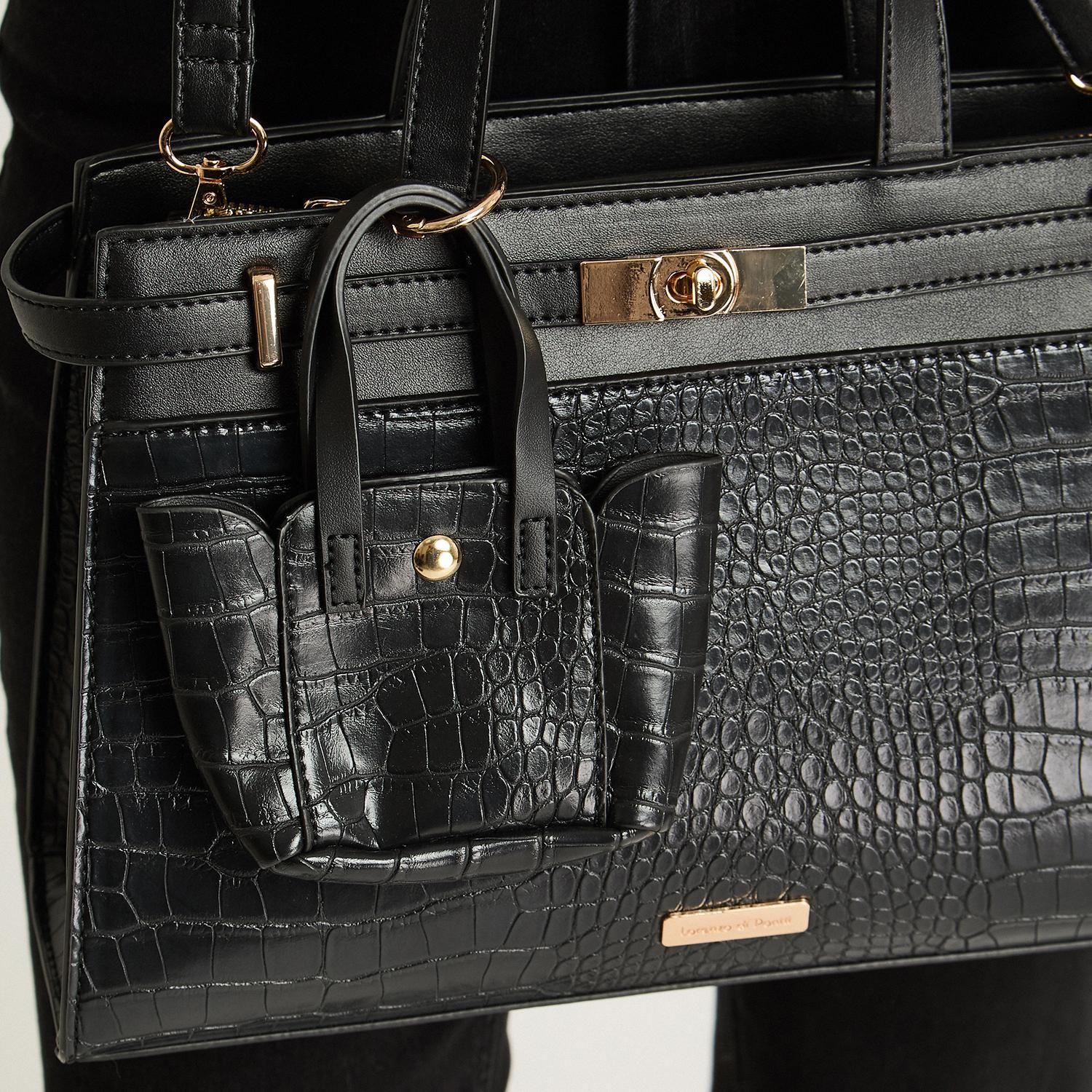 Cartera De Pu Cocodrilo Negro-2