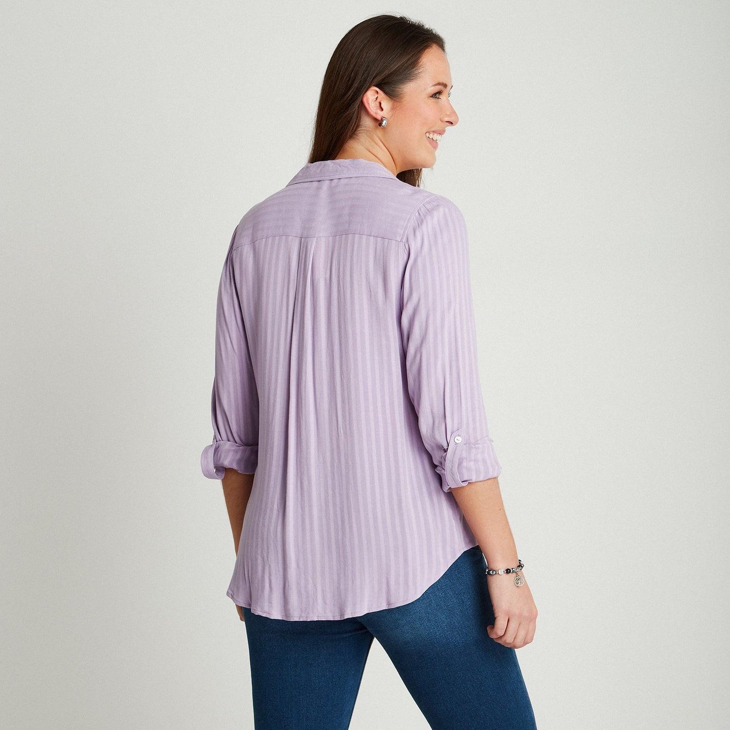 Blusa Lila Manga Larga Cuello Camisero-1