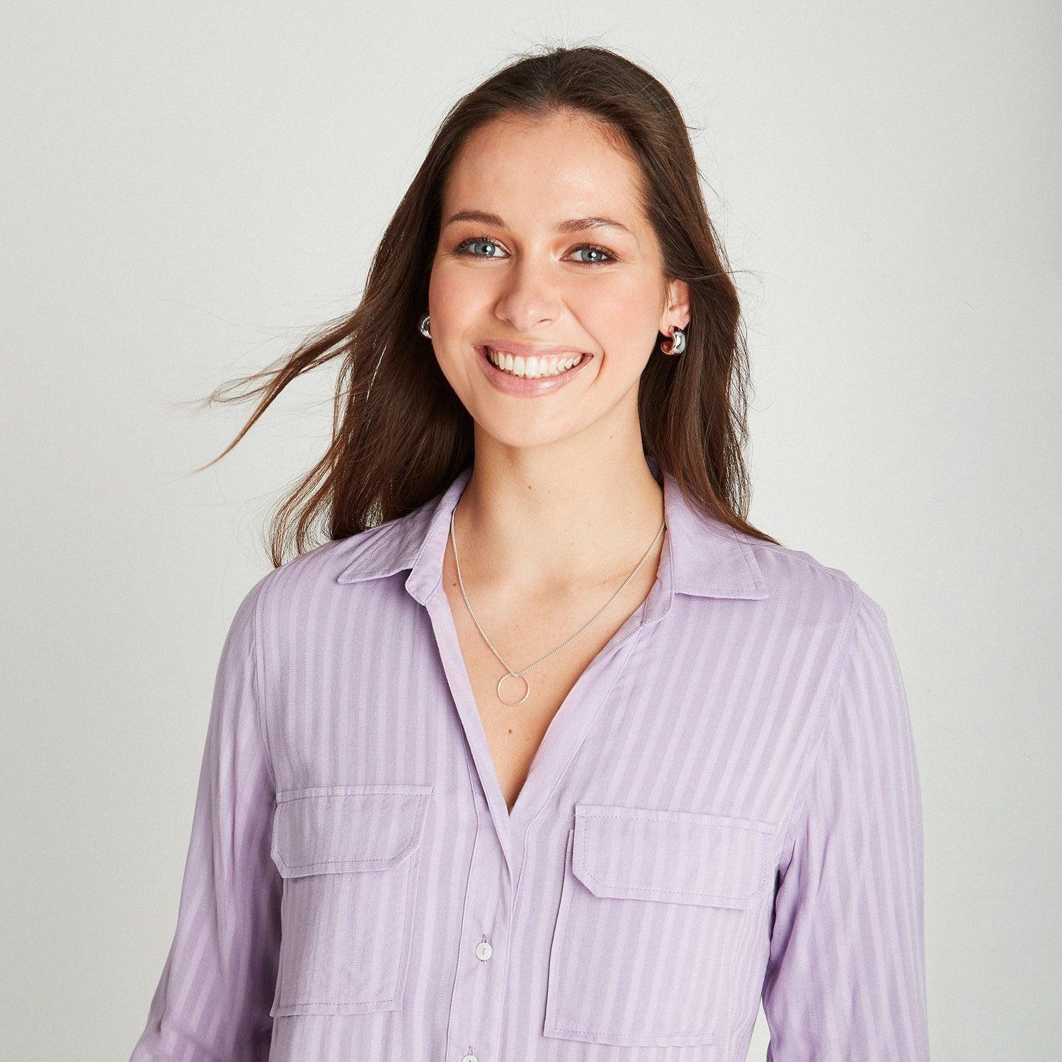 Blusa Lila Manga Larga Cuello Camisero-2