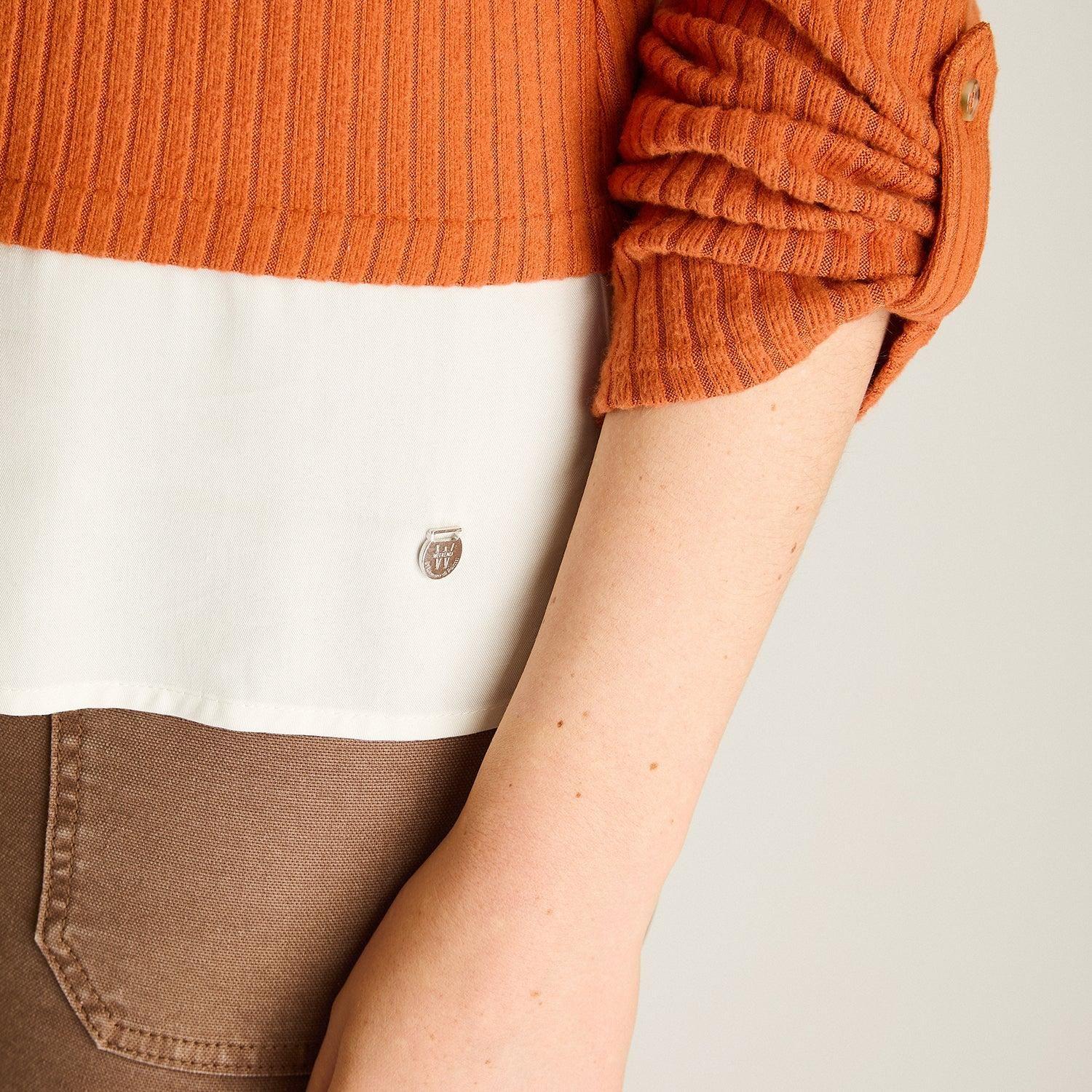 Polera de Lanilla Terracota Manga Larga con Roll Up-2