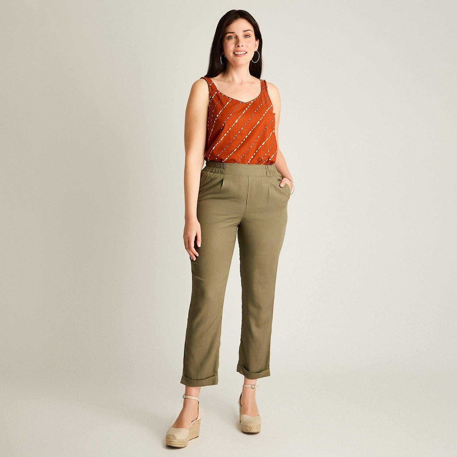 Pantalón Sport Verde Recto No Elasticado Calce Normal-3